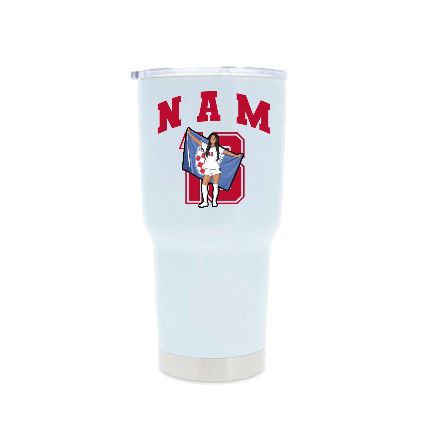 30oz Stainless Steel Tumbler — Number in White
