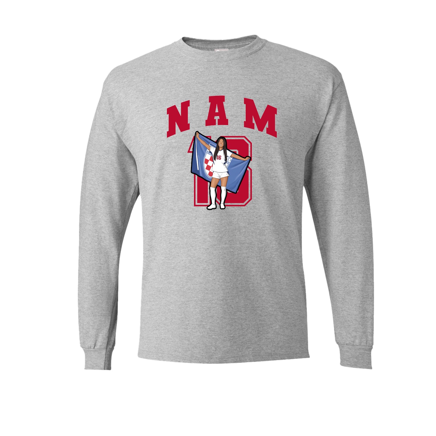 Long Sleeve Tee — Number in Grey