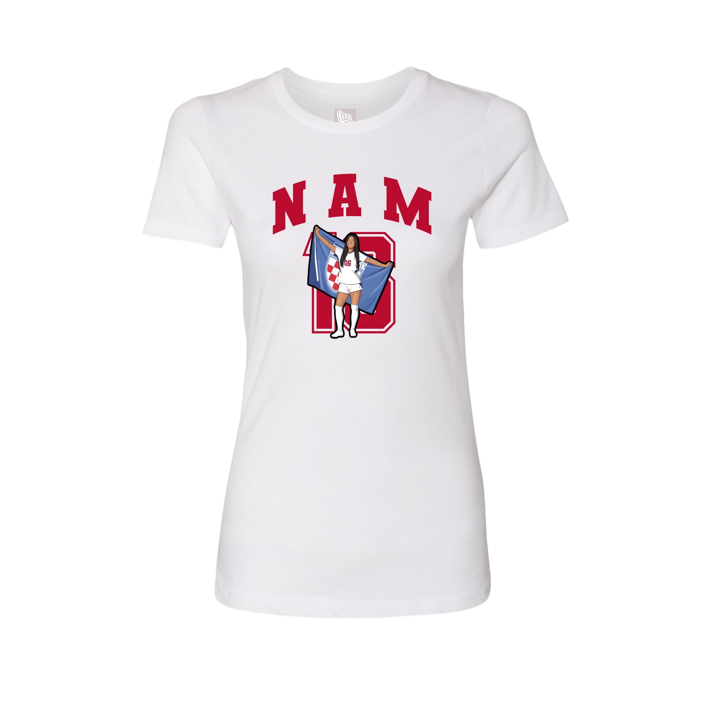 Fitted Women's Tee — Number in White