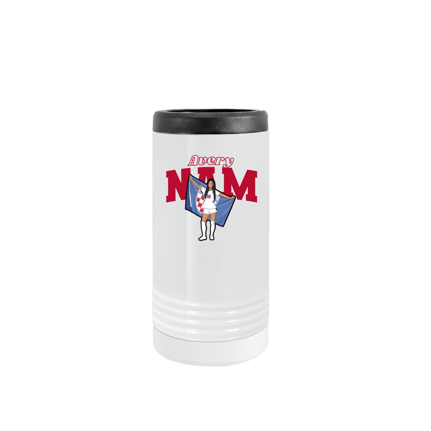 Slim Beverage Holder — Name Arch in White
