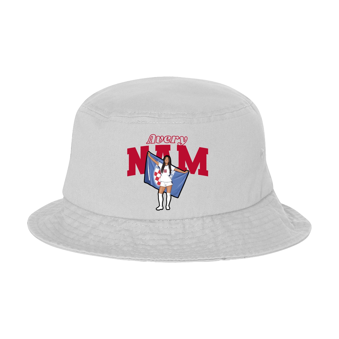 Bucket Cap — Name Arch in White