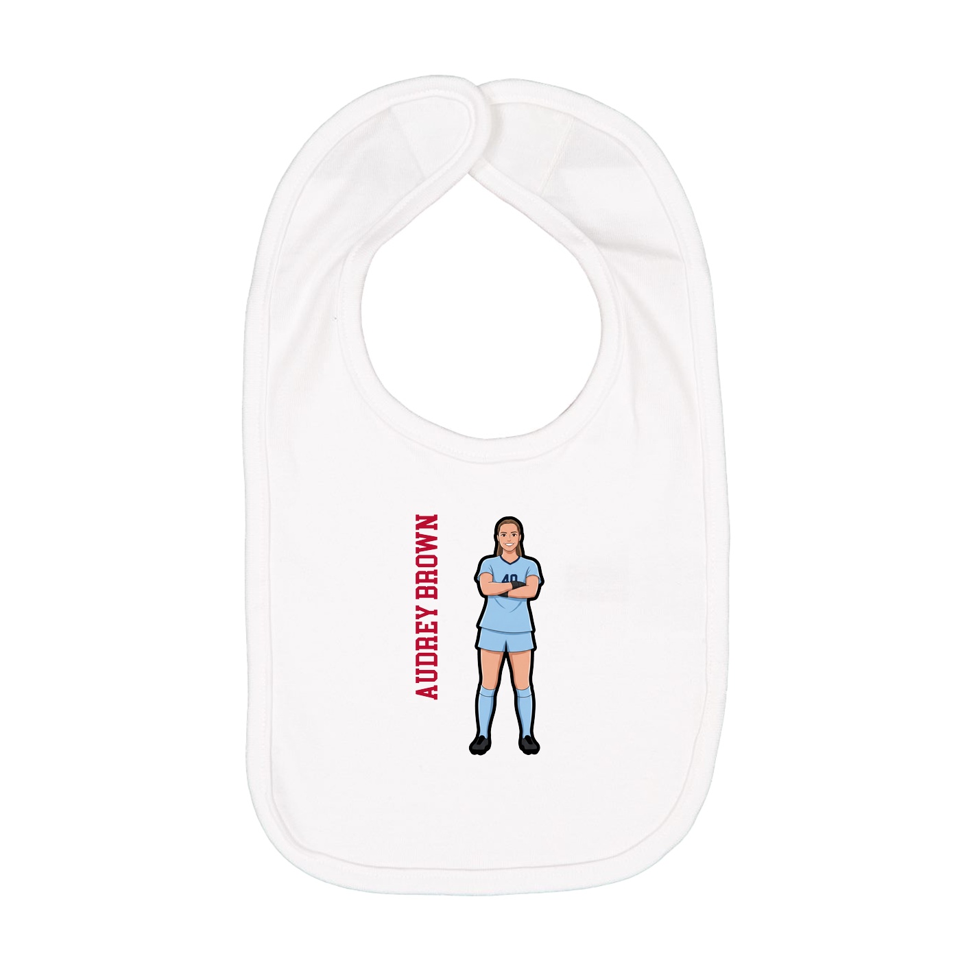 Infant Bib — Name Vertical in White
