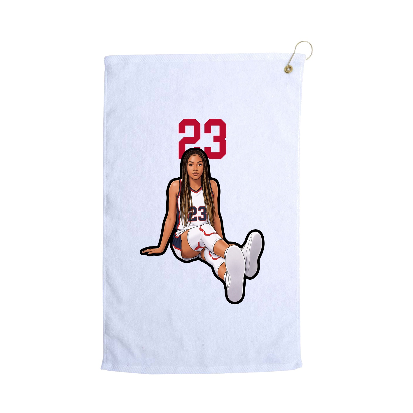 Golf Towel — Number Top in White