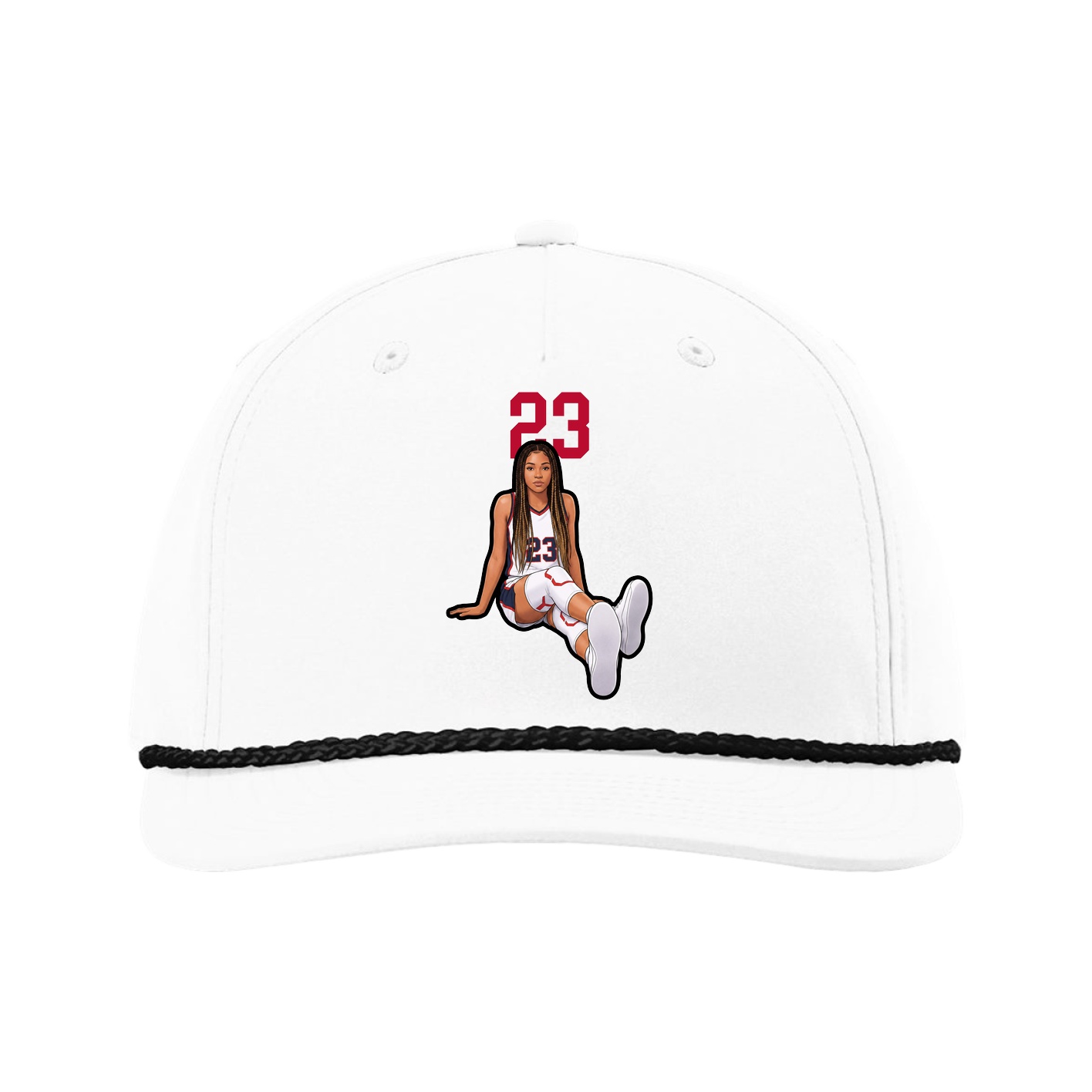 Five-Panel Classic Rope Cap — Number Top in White