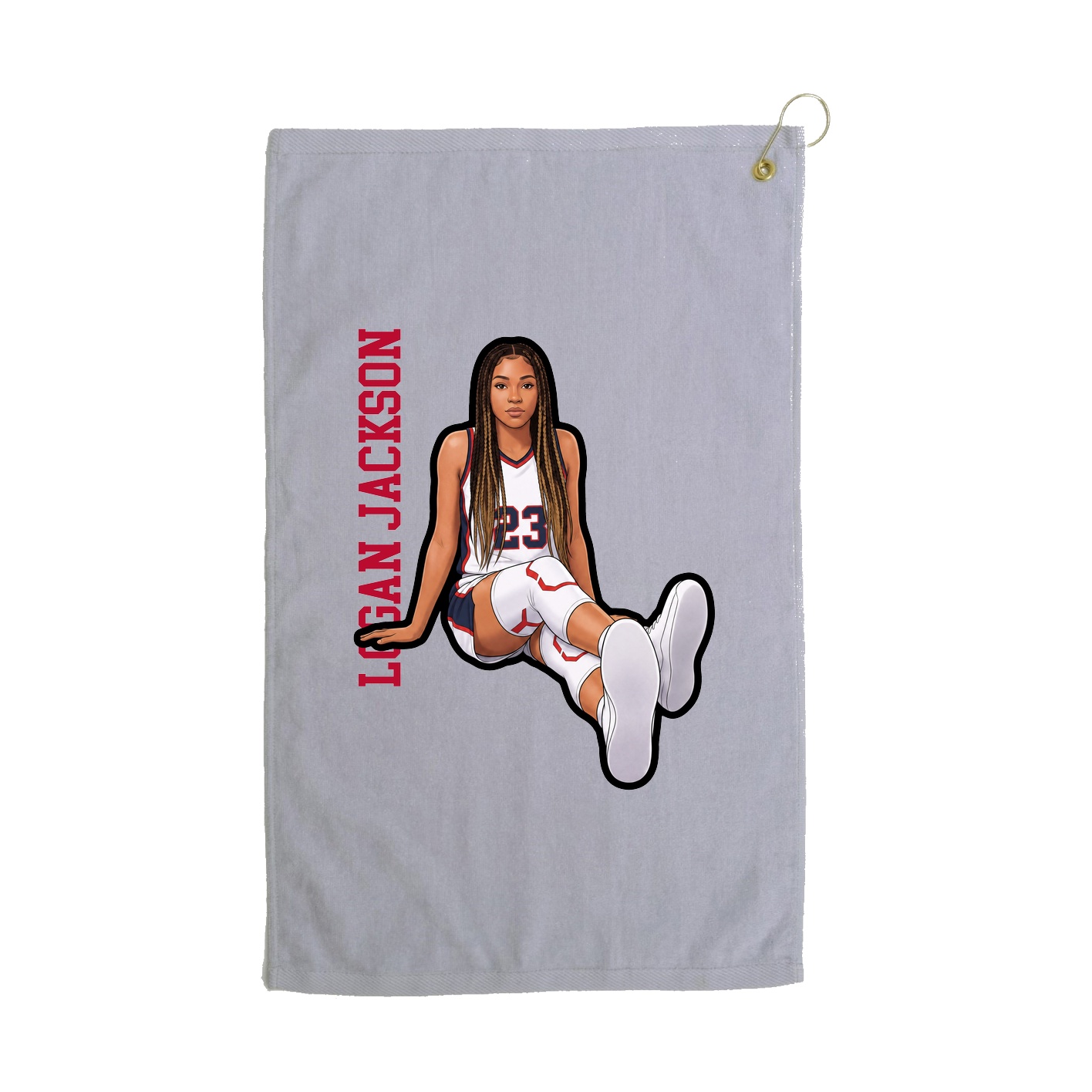 Golf Towel — Name Vertical in Grey