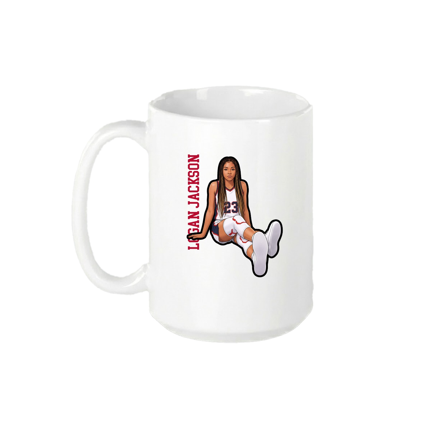 15oz Coffee Mug — Name Vertical in White