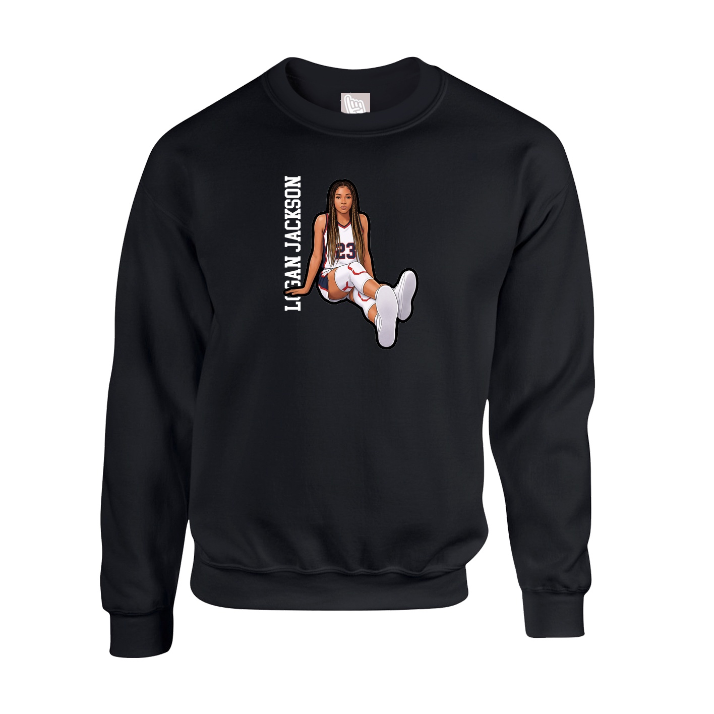 Fleece Crew — Name Vertical in Black