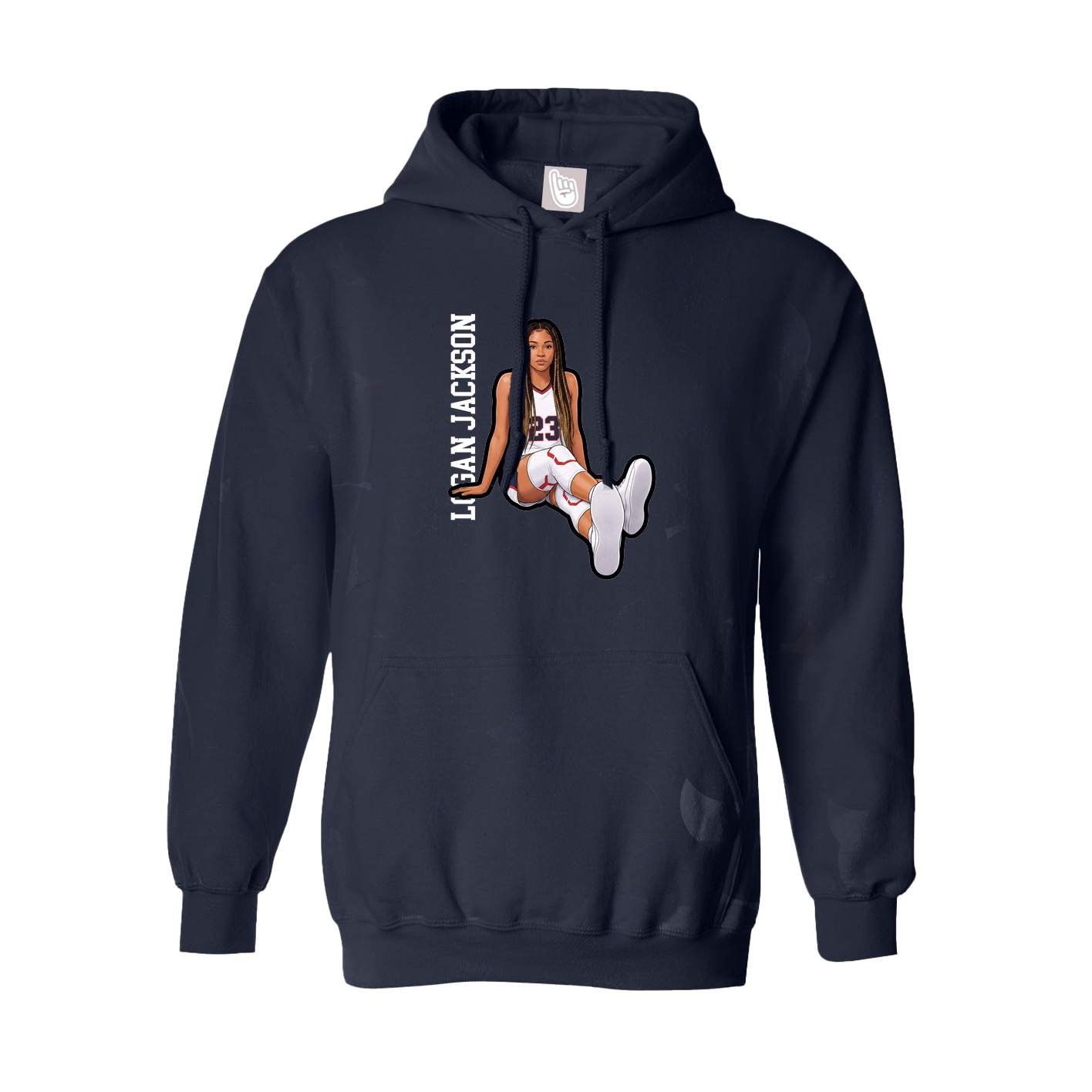 Youth Hoodie — Name Vertical in Navy