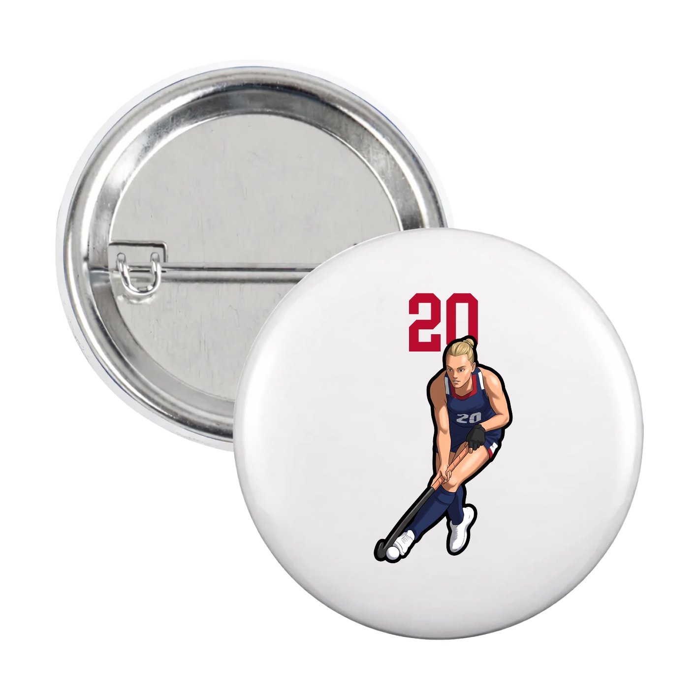 Game Day Button — Number Top in White