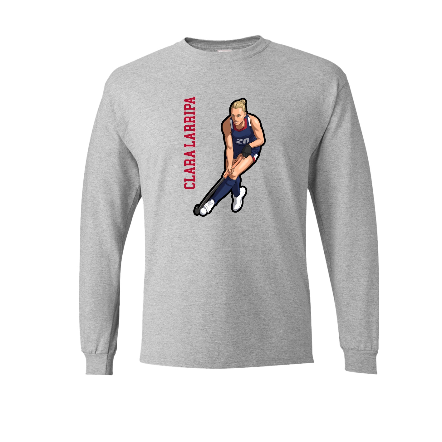 Long Sleeve Tee — Name Vertical in Grey
