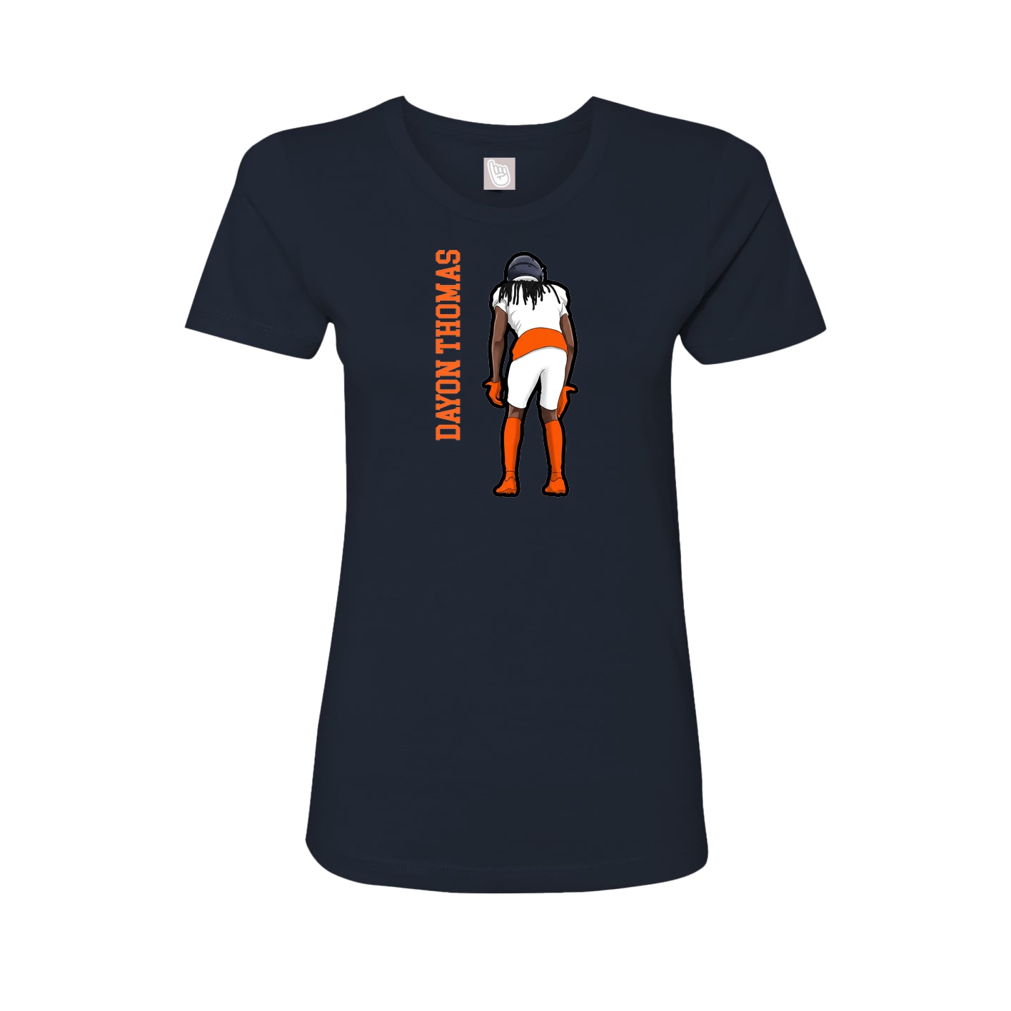 Fitted Women's Tee — Name Vertical in Navy