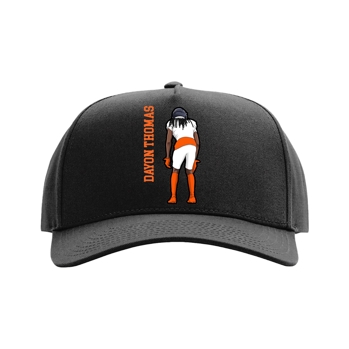 Full Fabric Five-Panel Champ Cap — Name Vertical in Black