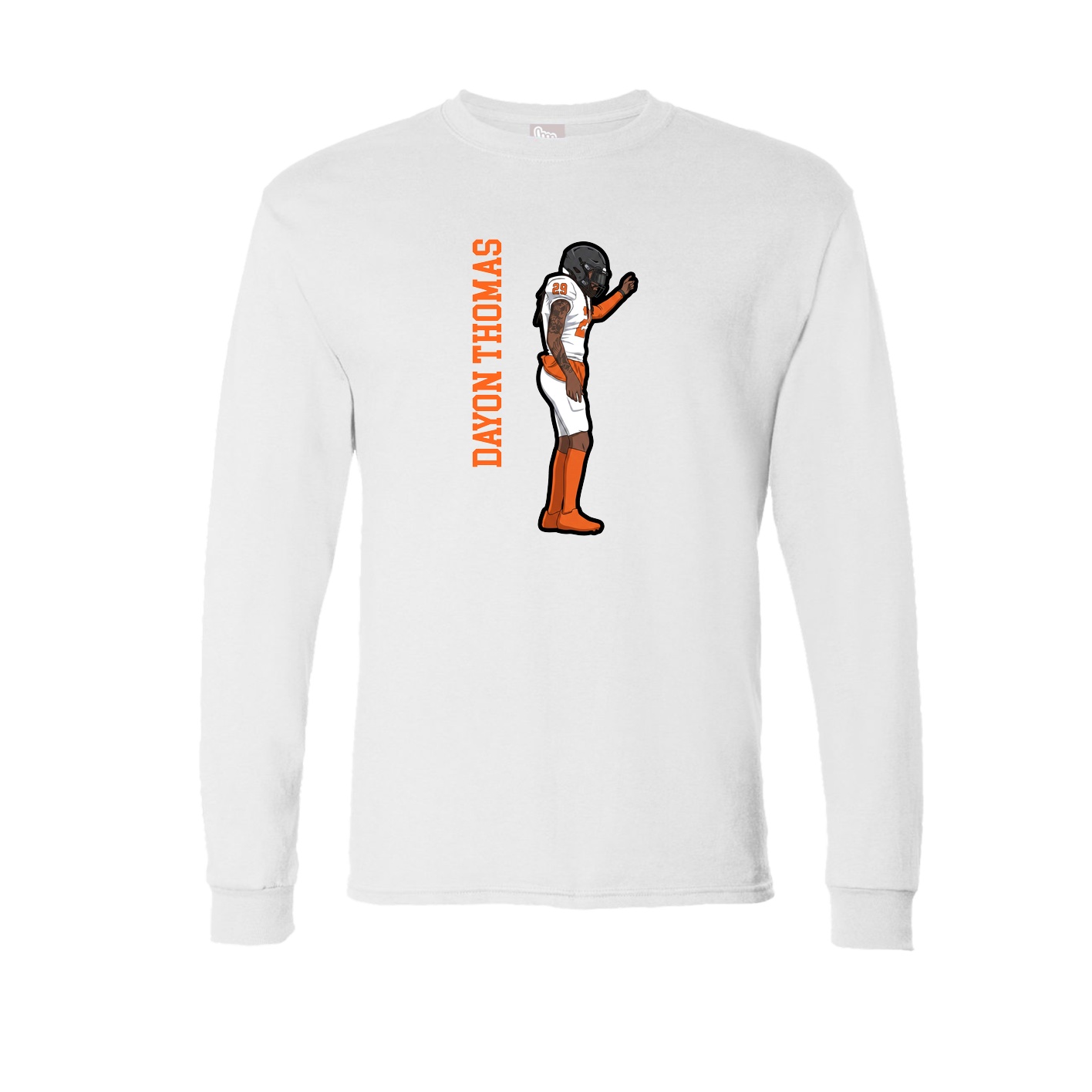 Long Sleeve Tee — Name Vertical in White