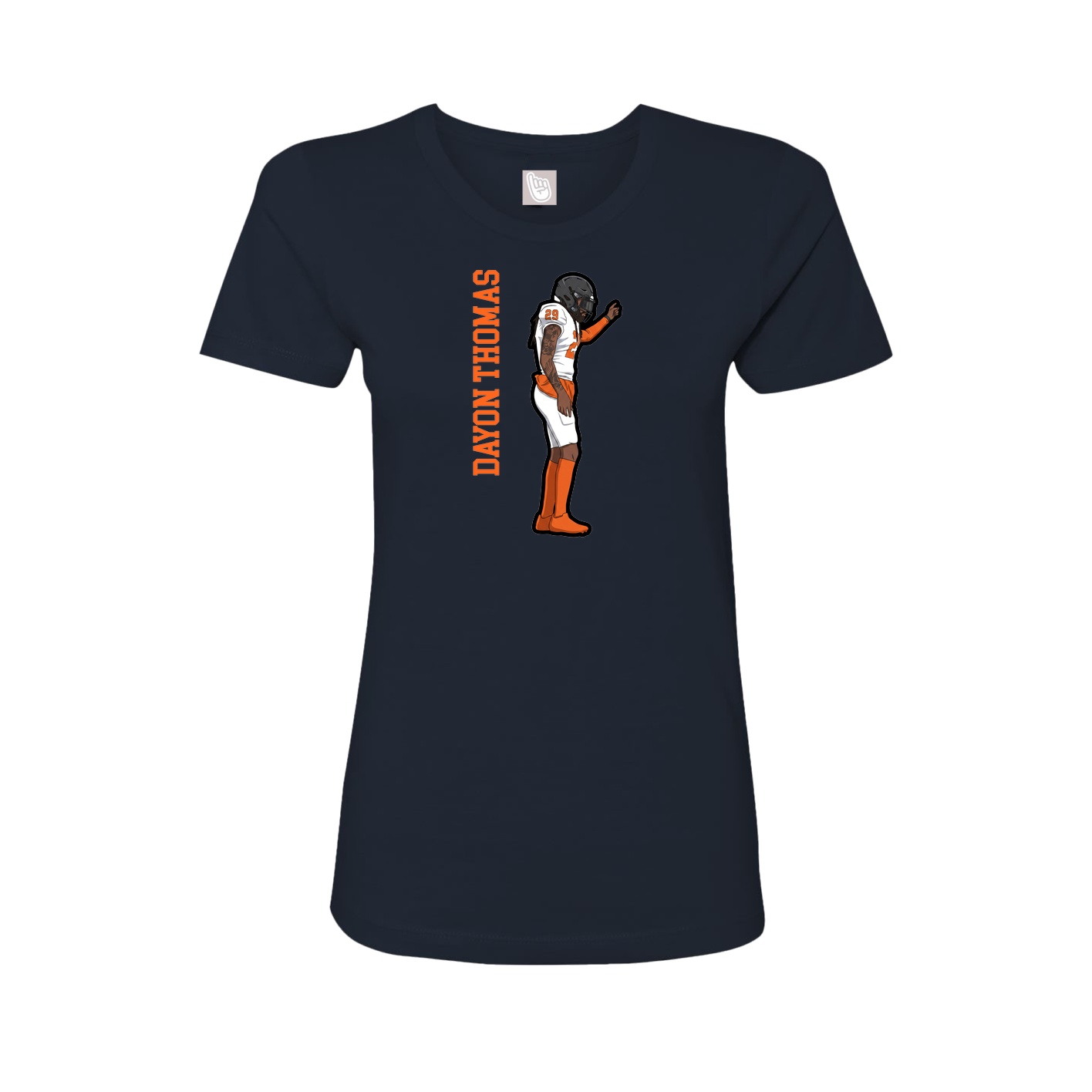Fitted Women's Tee — Name Vertical in Navy