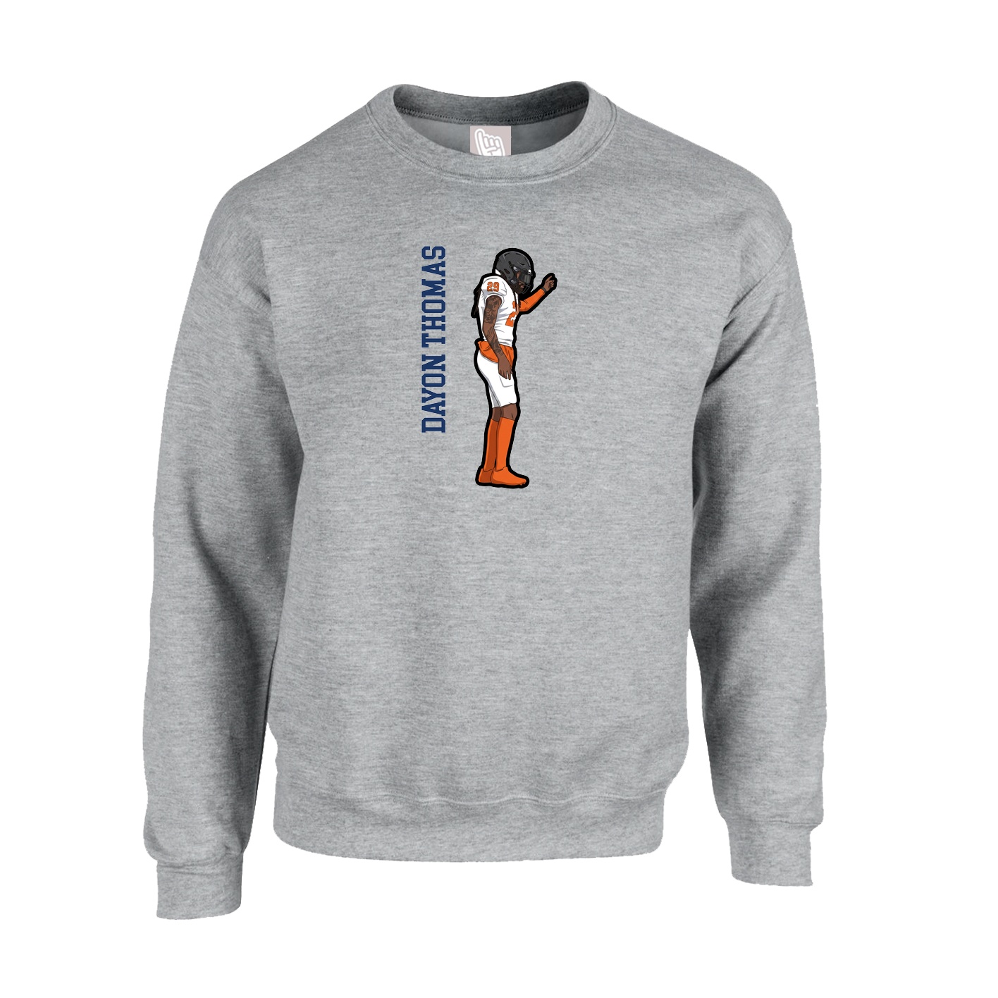 Fleece Crew — Name Vertical in Grey