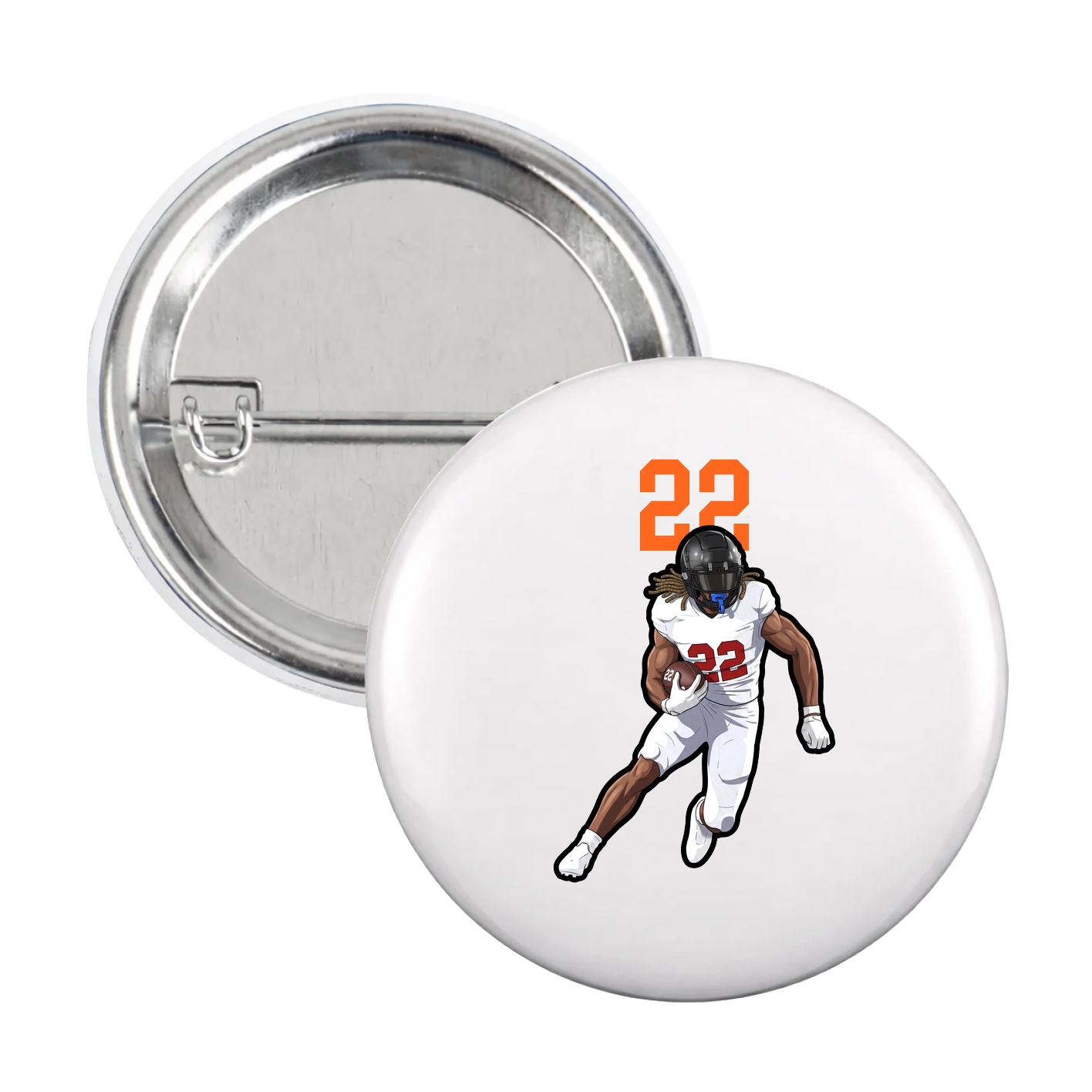 Game Day Button — Number Top in White