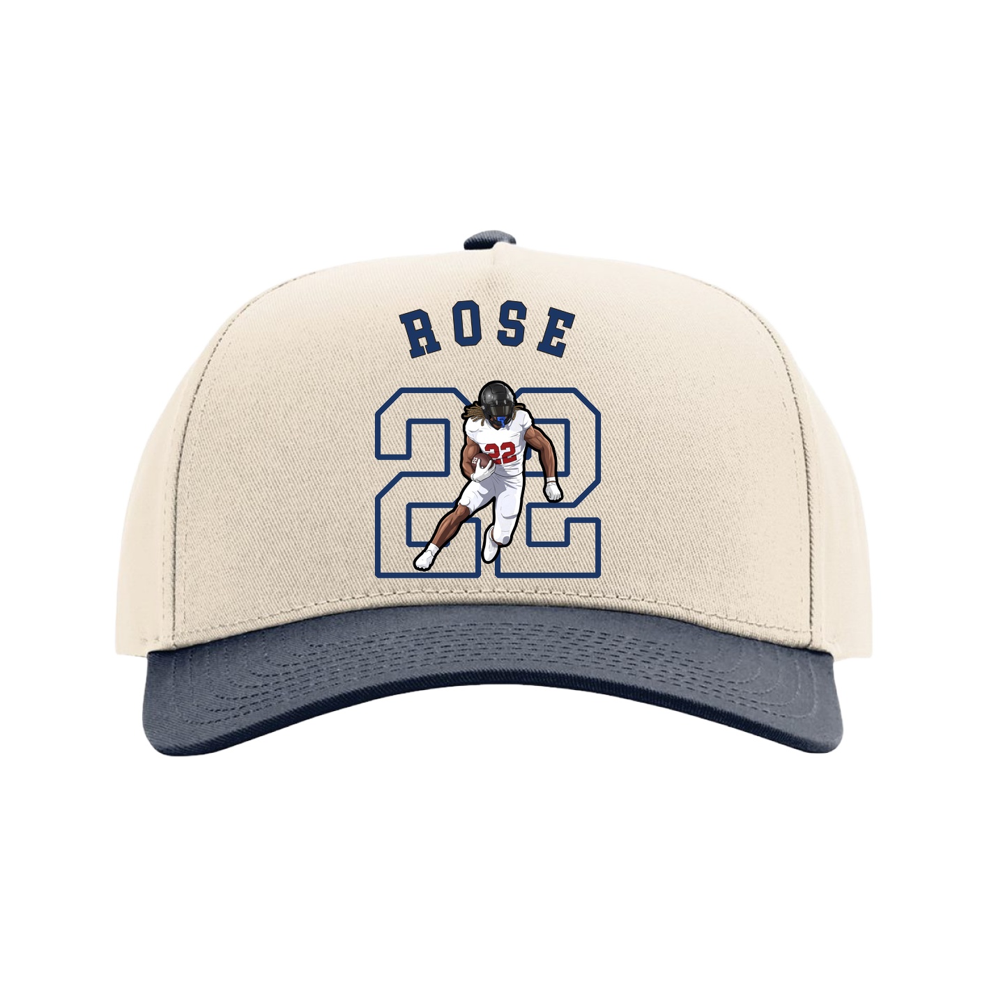 Full Fabric Five-Panel Champ Cap — Shirsey Arch in Cream/Navy