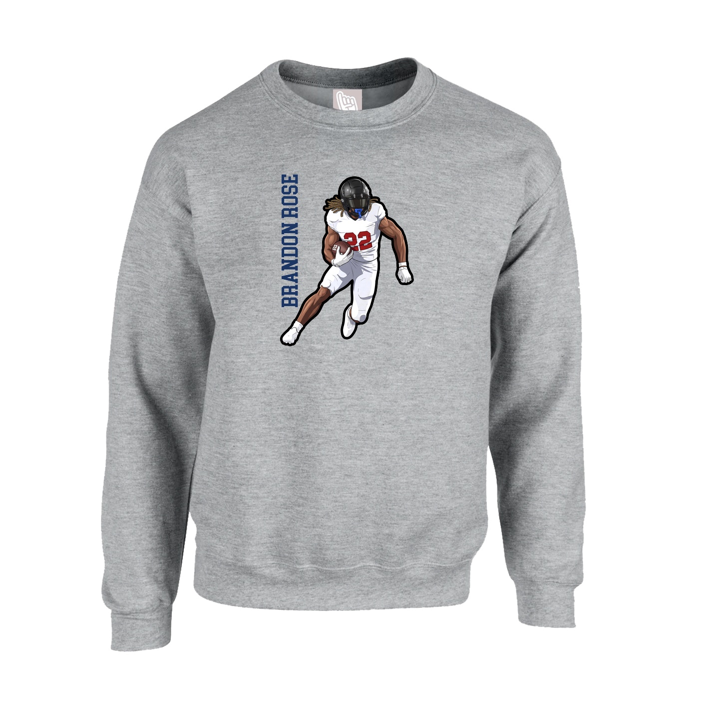 Fleece Crew — Name Vertical in Grey