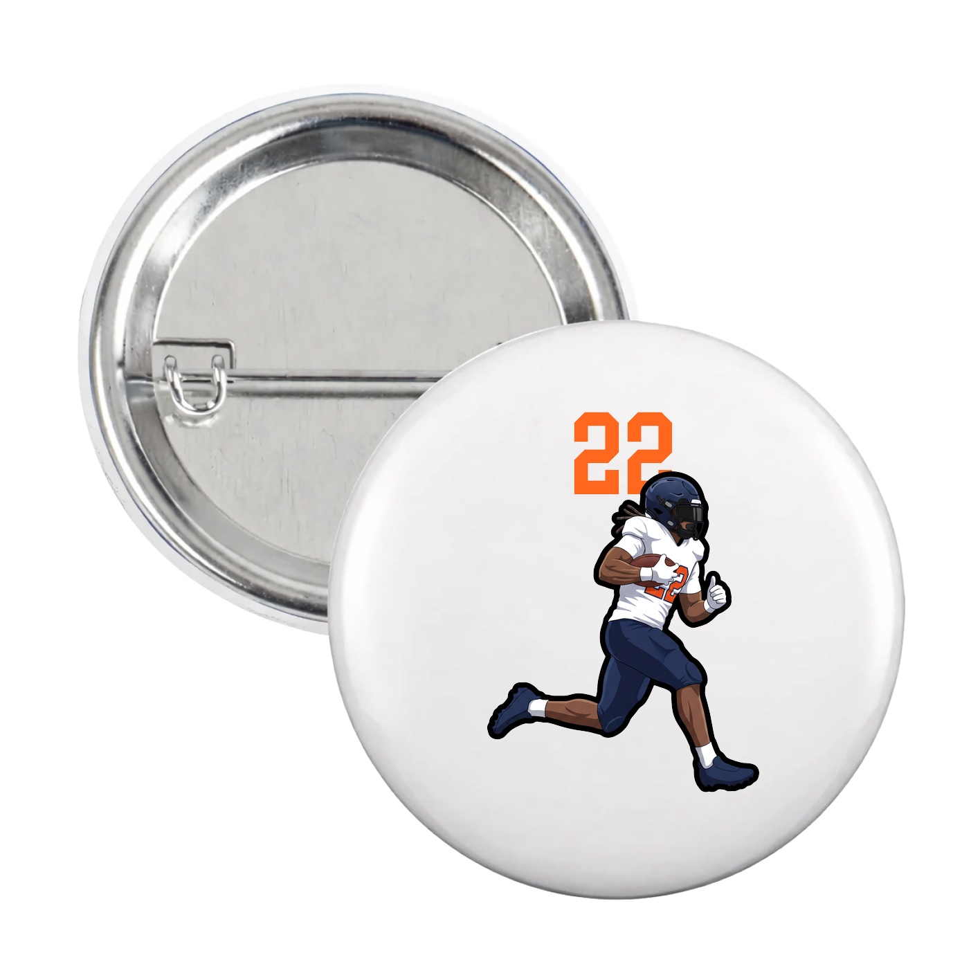 Game Day Button — Number Top in White