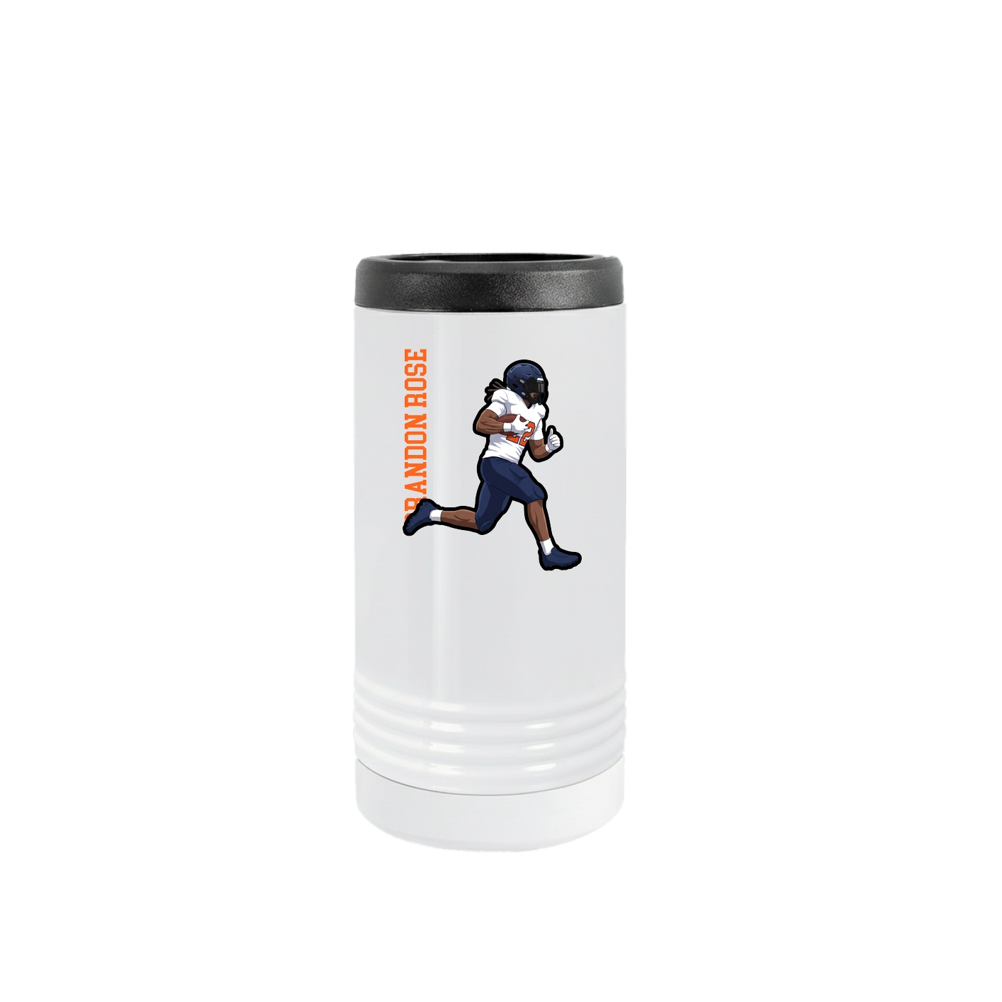 Slim Beverage Holder — Name Vertical in White