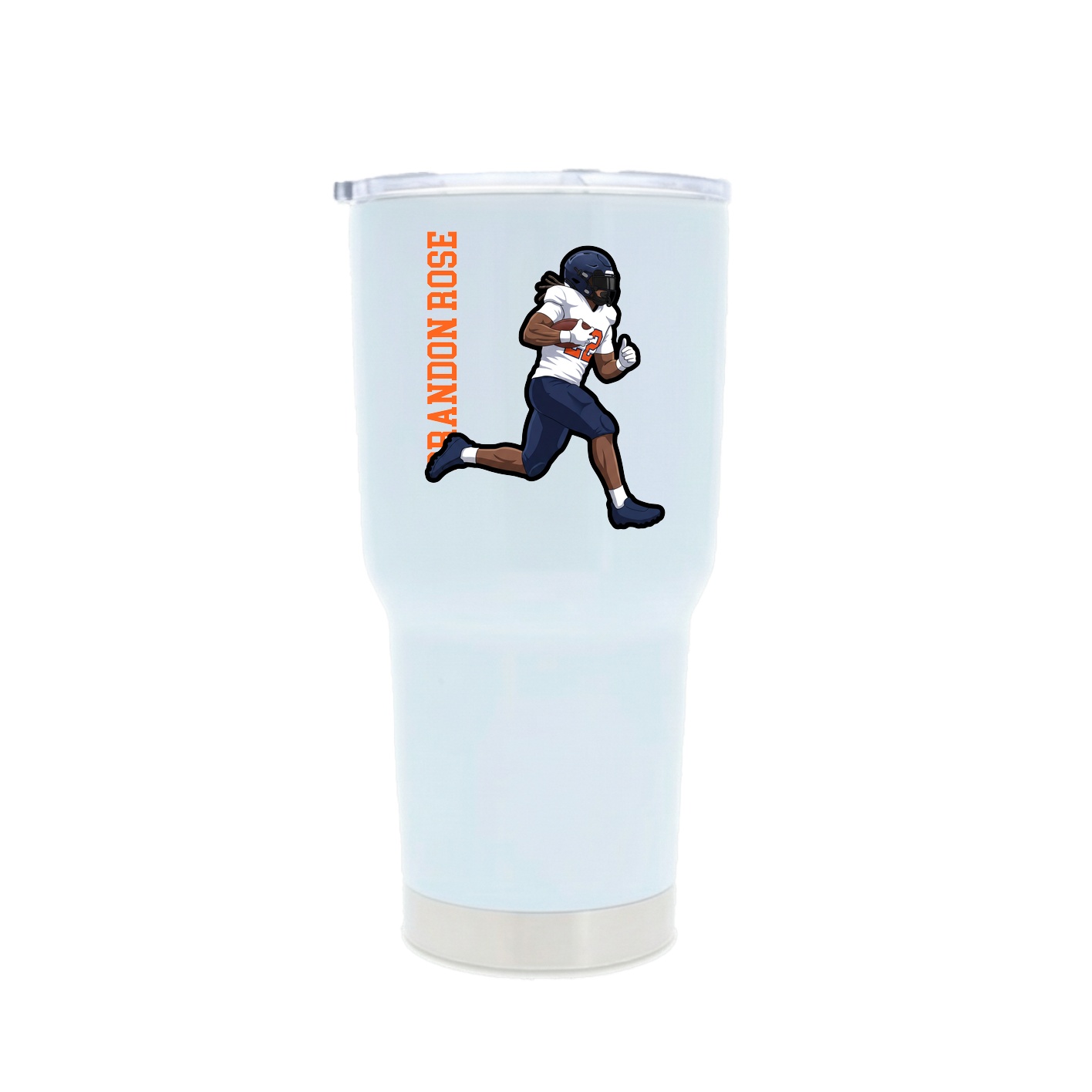 30oz Stainless Steel Tumbler — Name Vertical in White