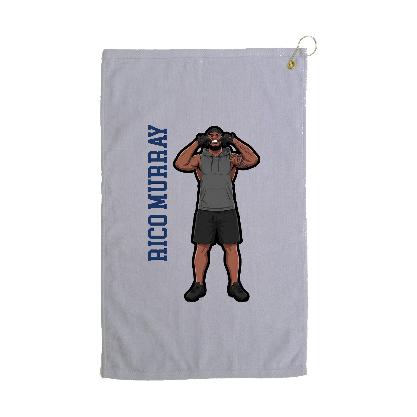 Golf Towel — Name Vertical in Grey