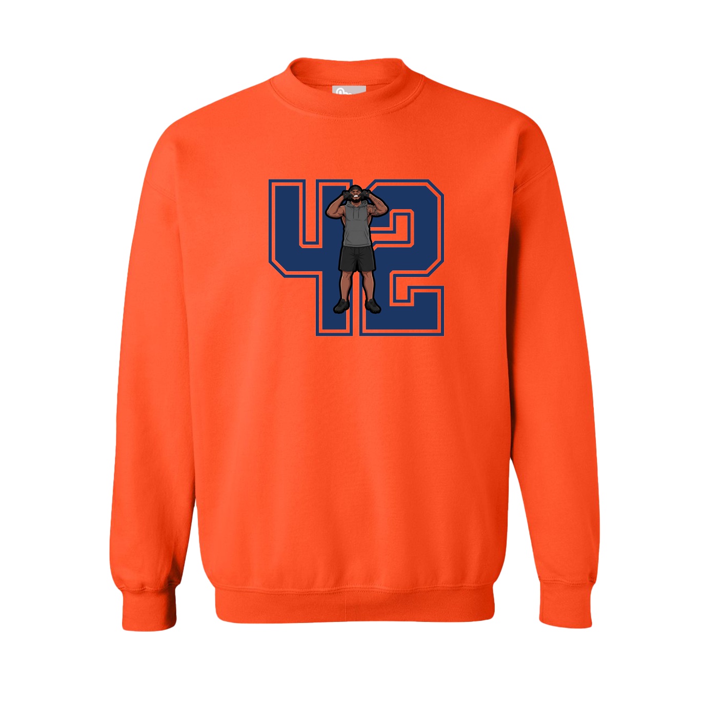 Fleece Crew — Number in Orange