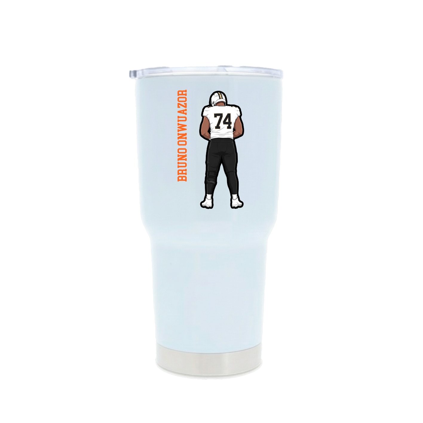 30oz Stainless Steel Tumbler — Name Vertical in White