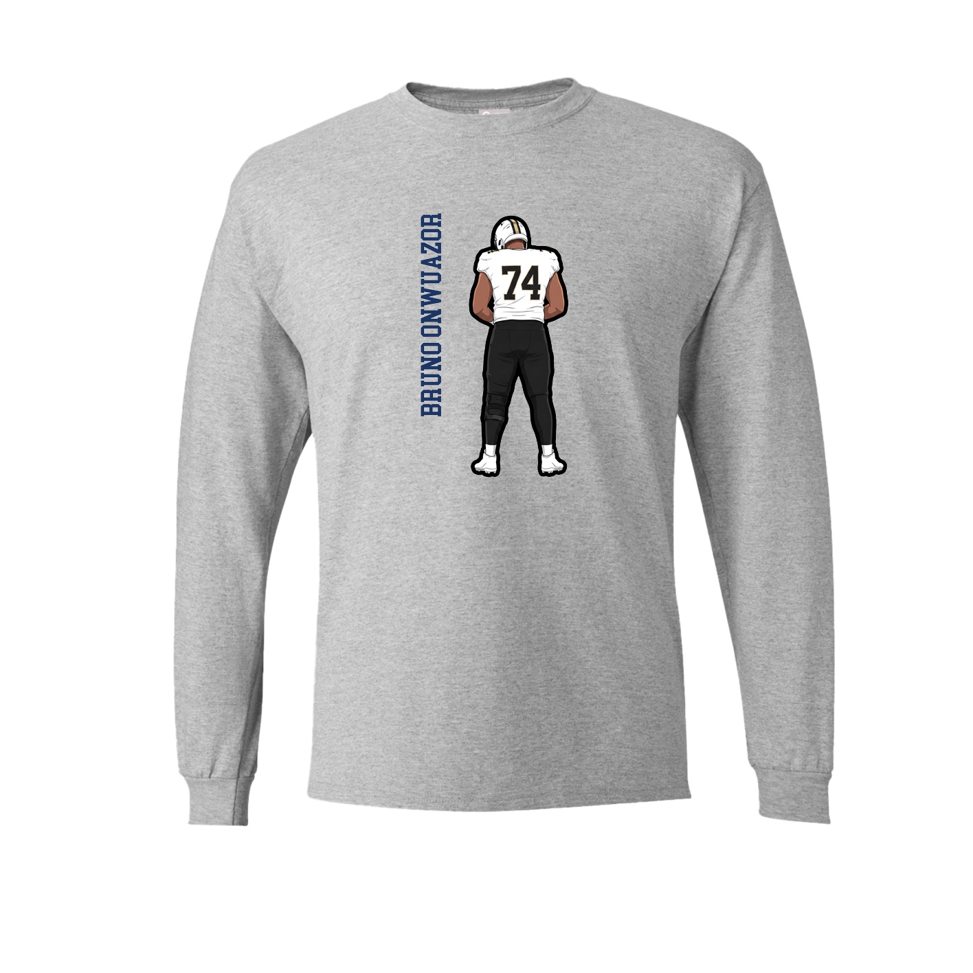 Long Sleeve Tee — Name Vertical in Grey