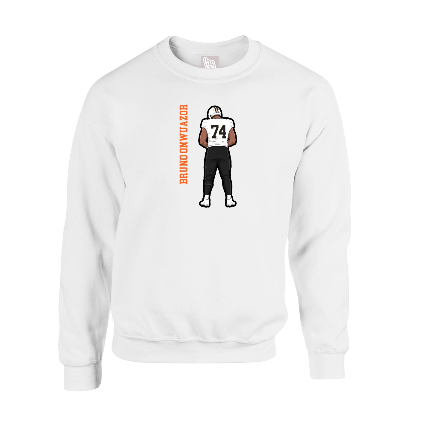 Fleece Crew — Name Vertical in White