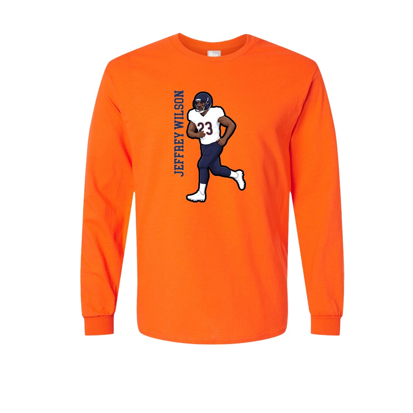 Long Sleeve Tee — Name Vertical in Orange