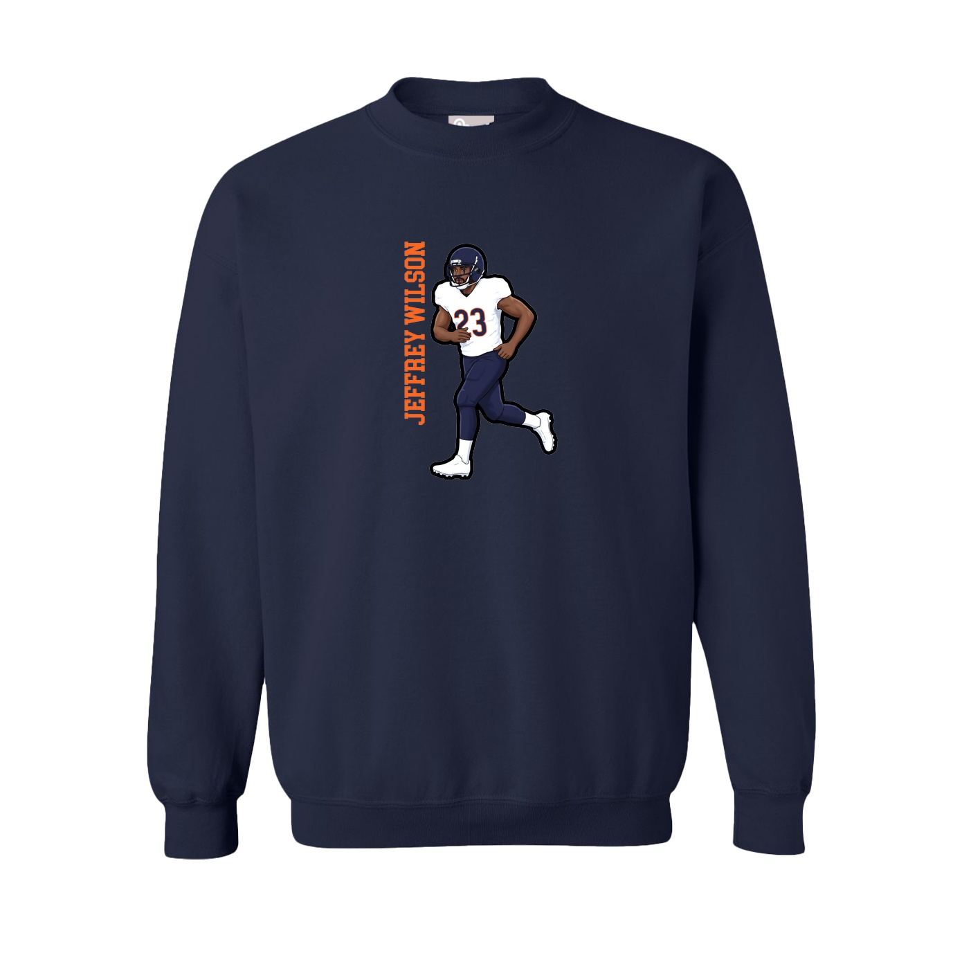 Fleece Crew — Name Vertical in Navy