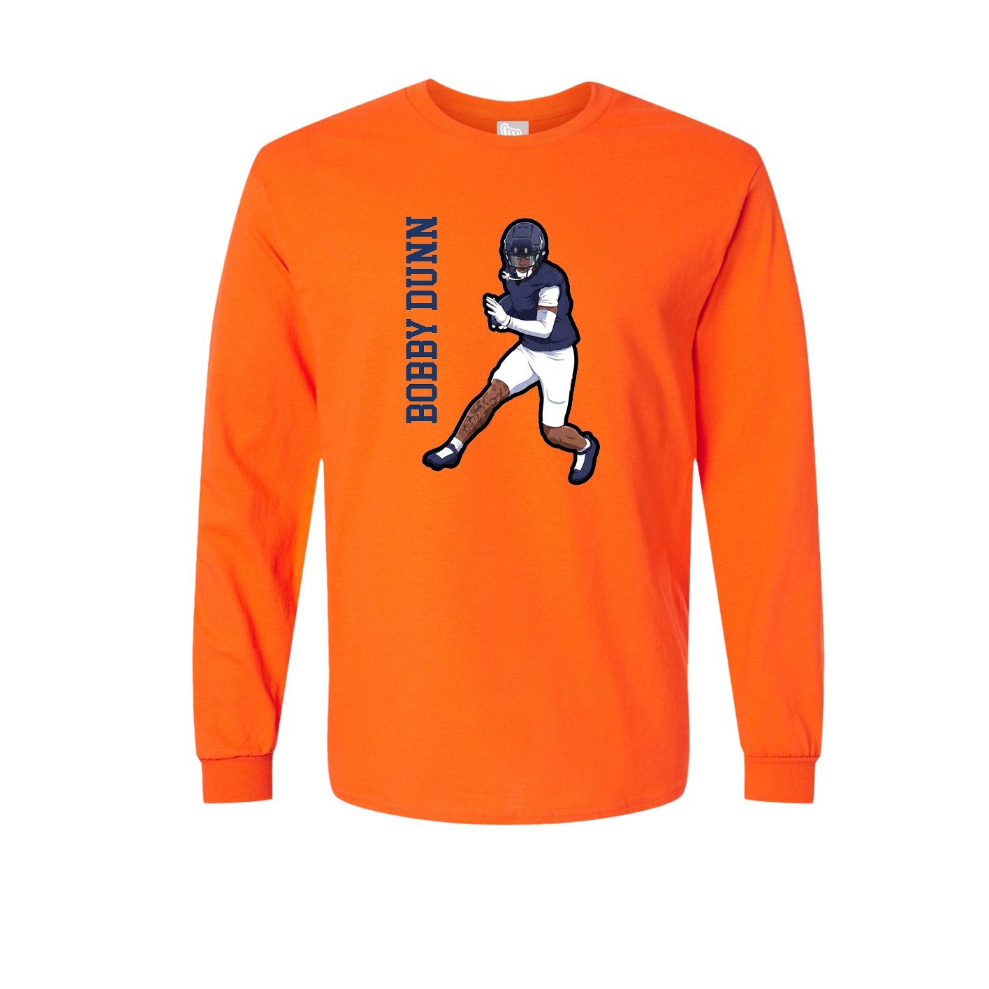 Long Sleeve Tee — Name Vertical in Orange
