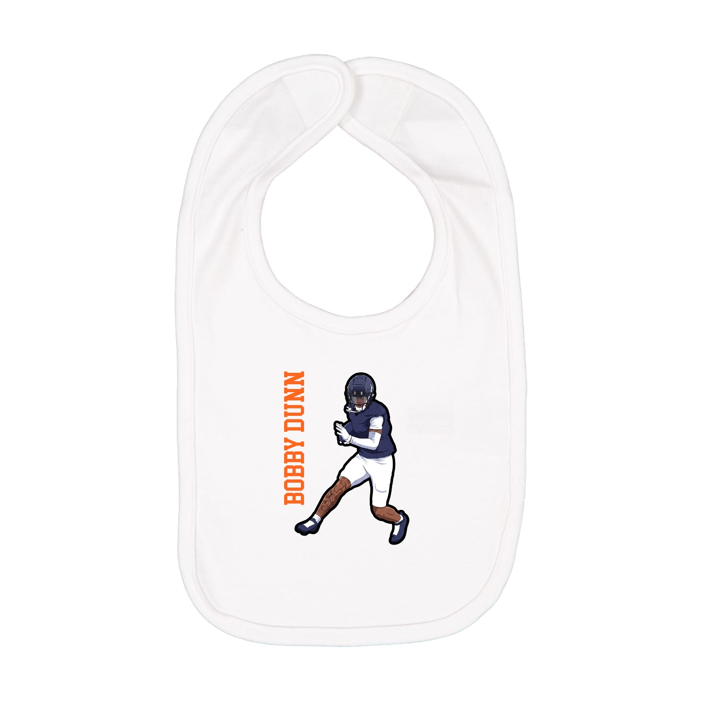 Infant Bib — Name Vertical in White