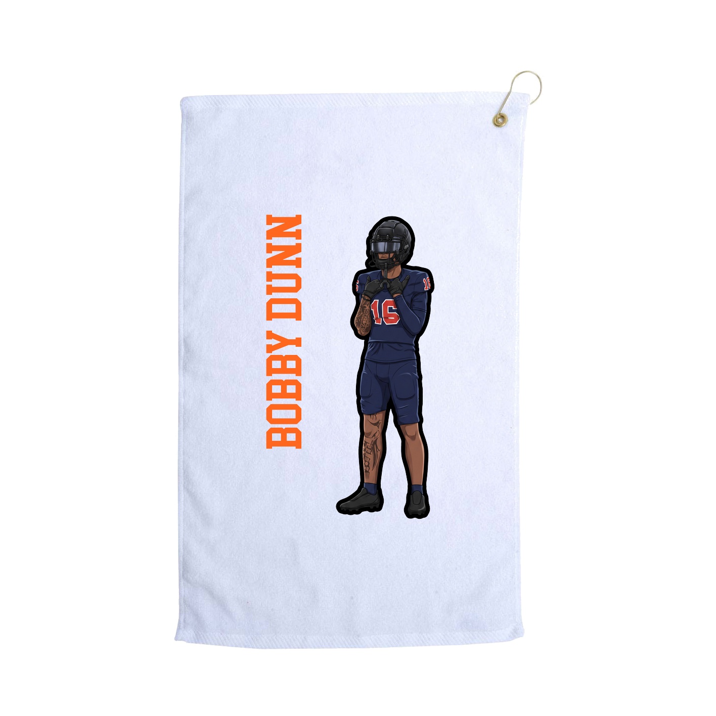 Golf Towel — Name Vertical in White