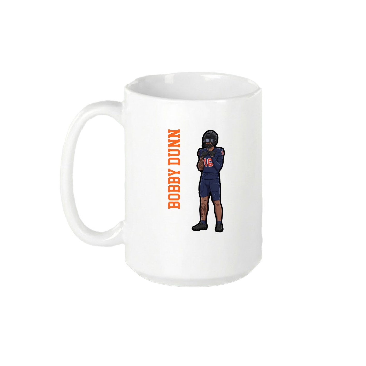 15oz Coffee Mug — Name Vertical in White