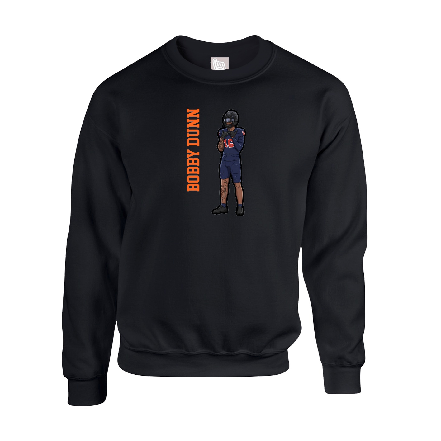 Fleece Crew — Name Vertical in Black