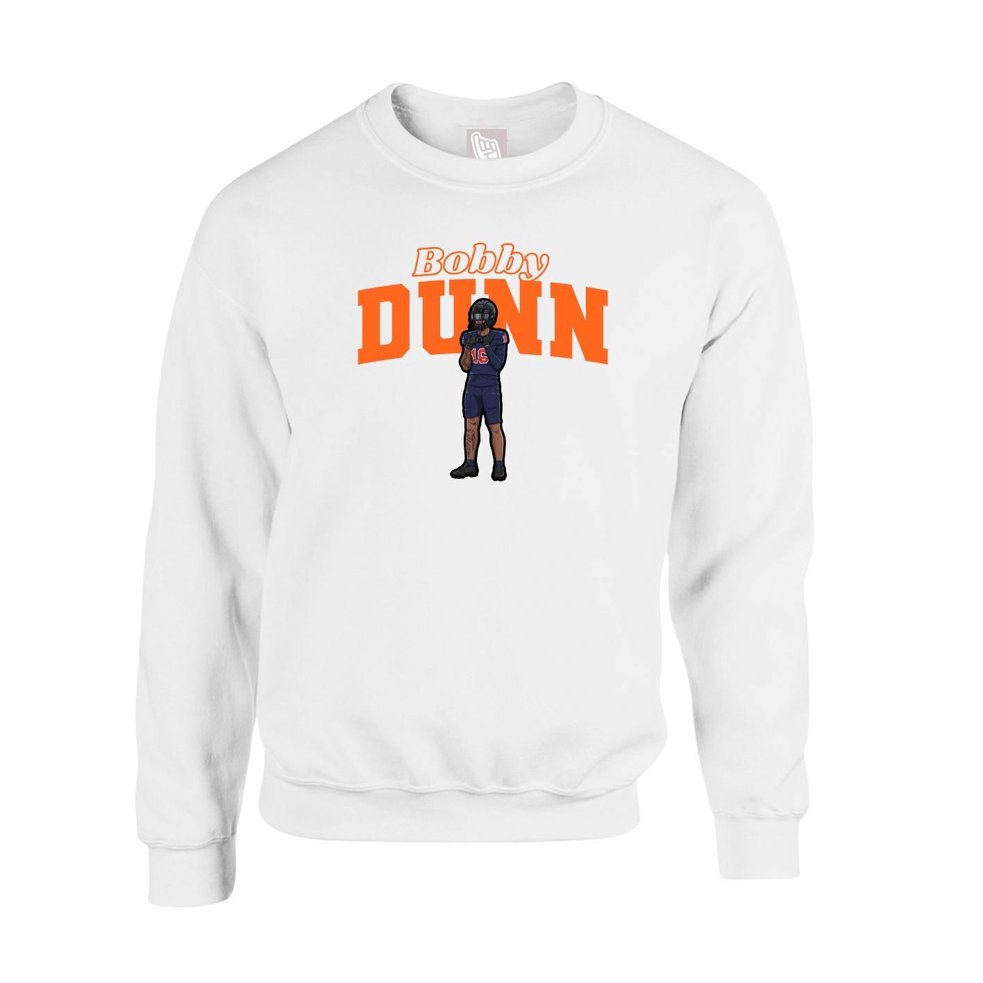 Fleece Crew — Name Arch in White