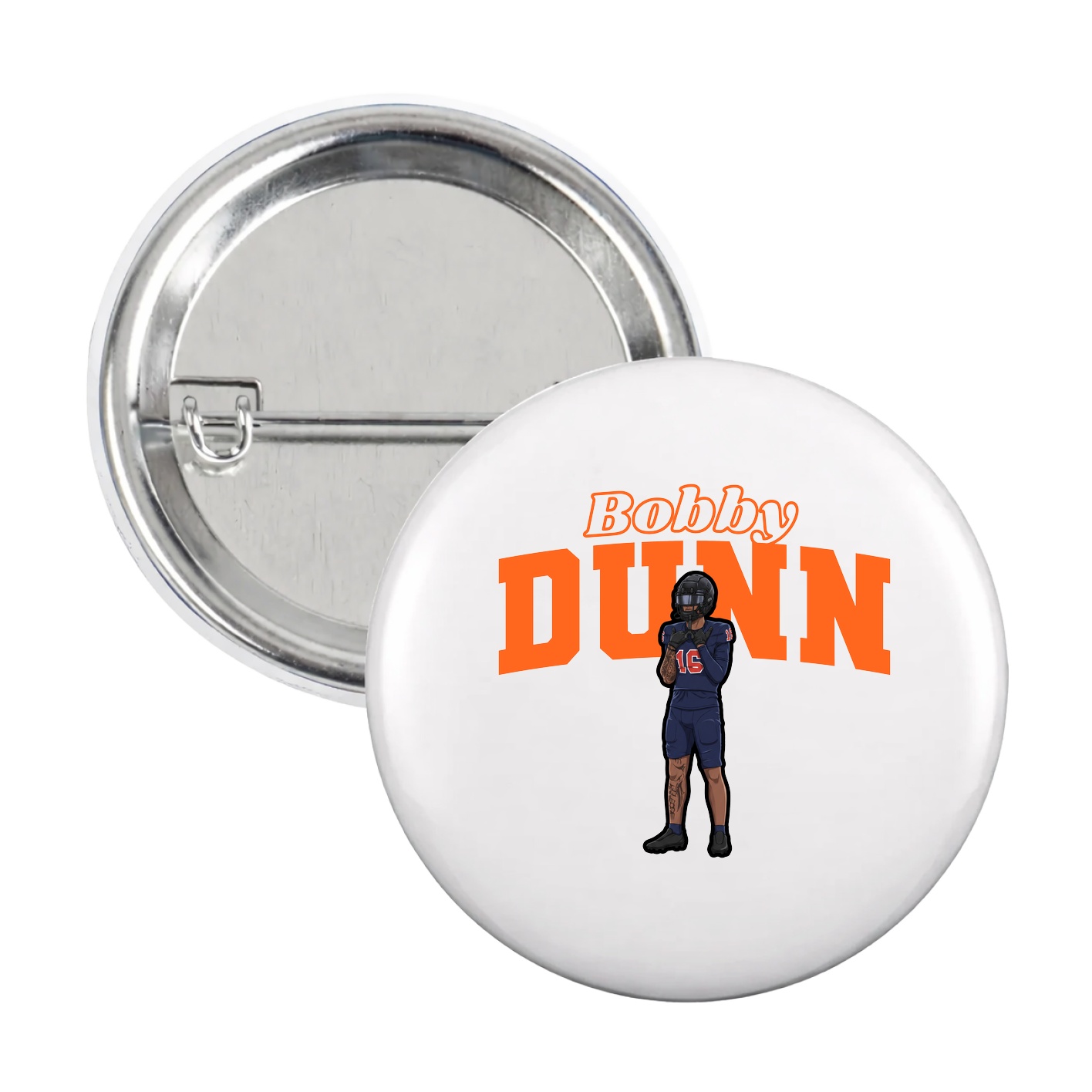 Game Day Button — Name Arch in White