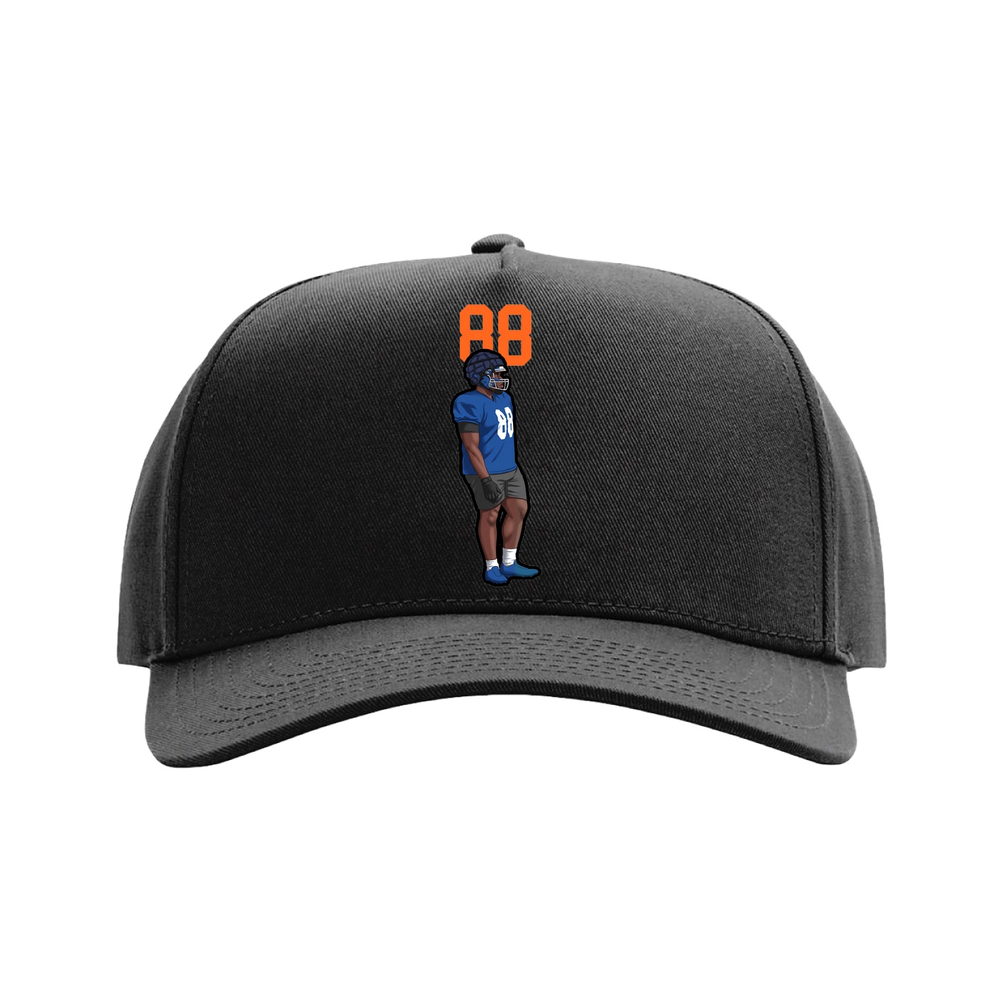 Full Fabric Five-Panel Champ Cap — Number Top in Black