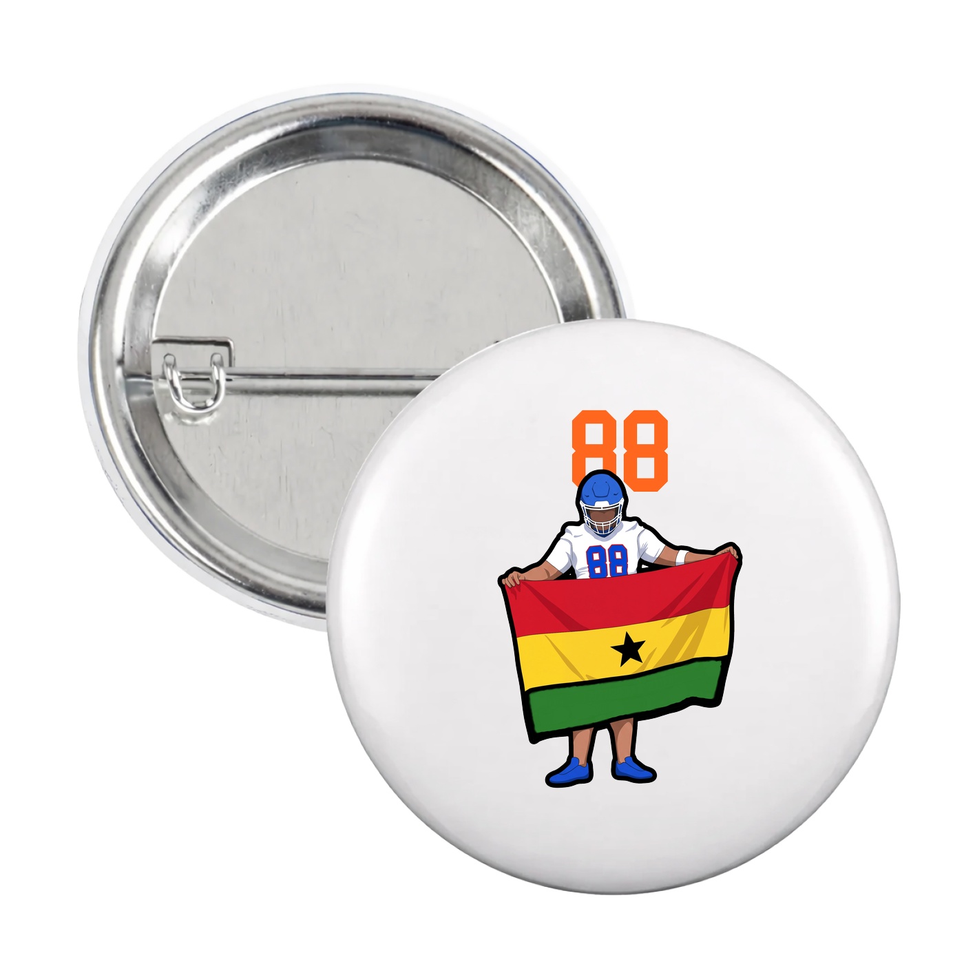 Game Day Button — Number Top in White