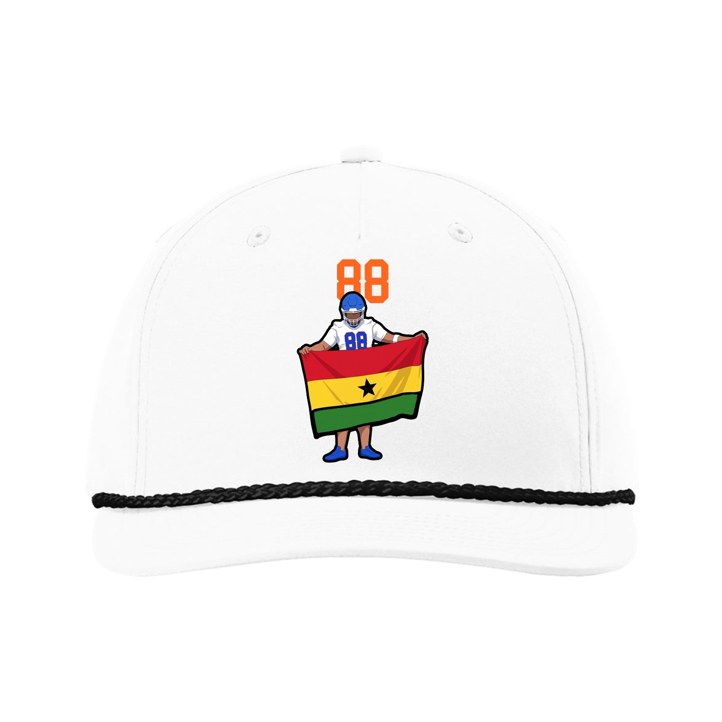 Five-Panel Classic Rope Cap — Number Top in White