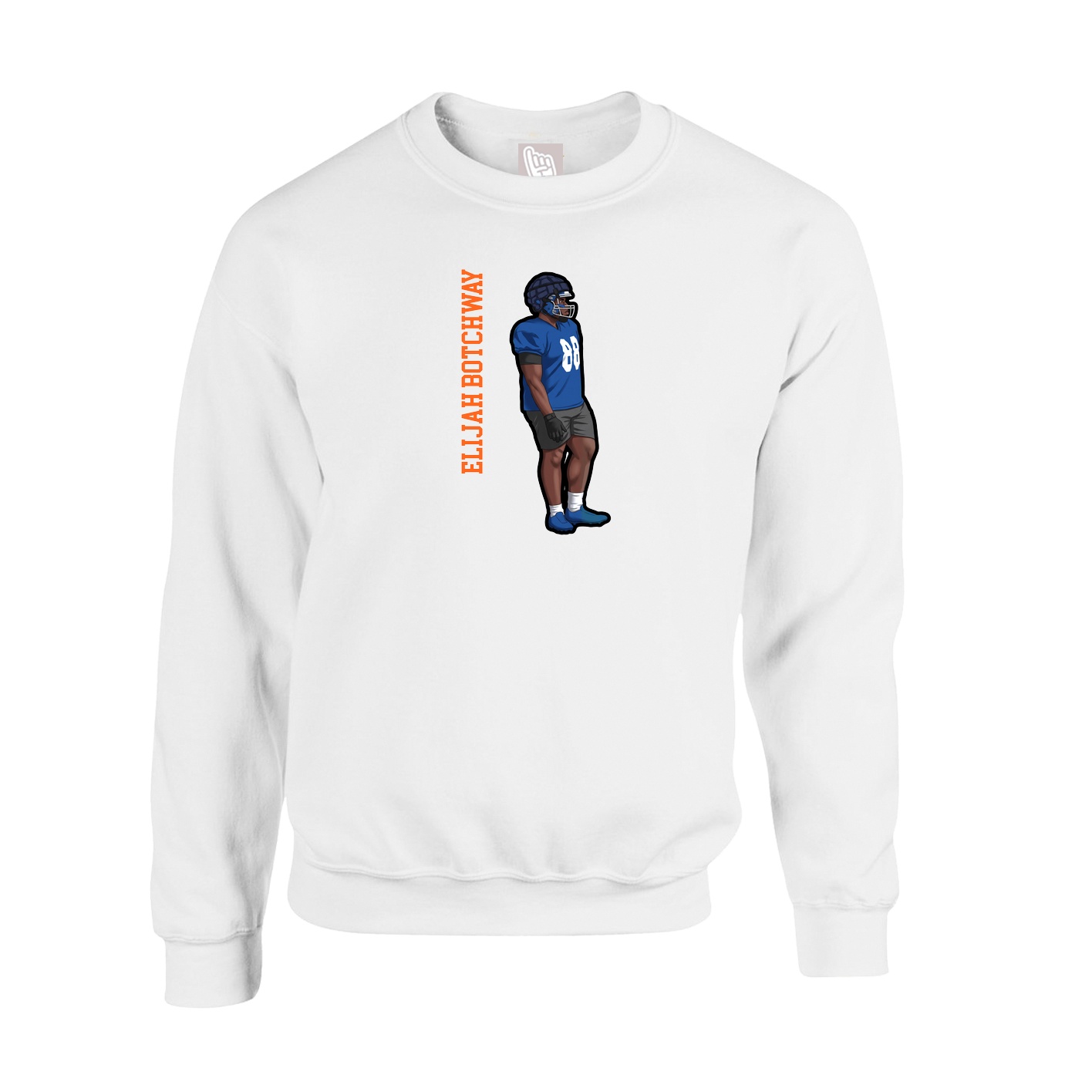 Fleece Crew — Name Vertical in White