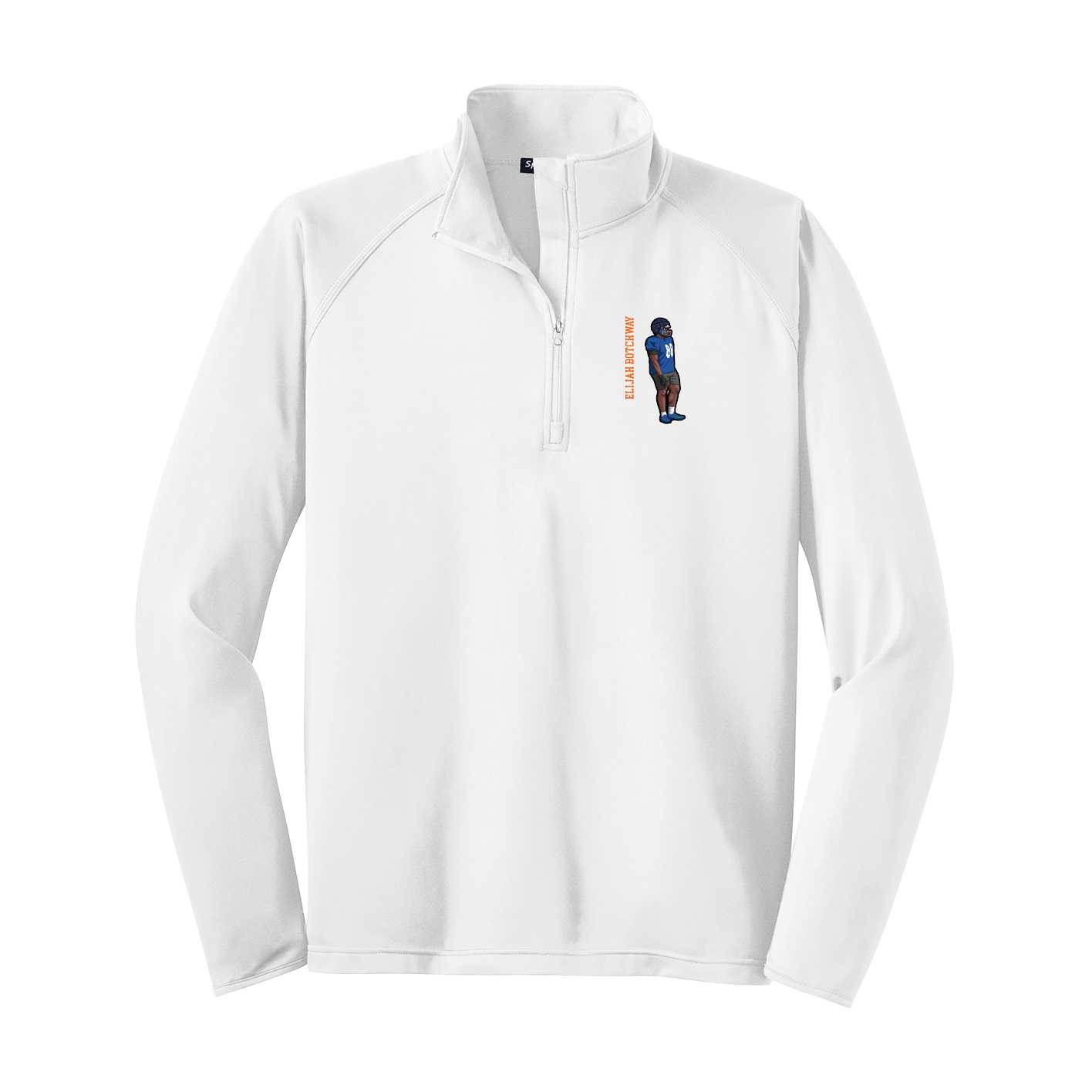Q-Zip Pullover — Name Vertical in White