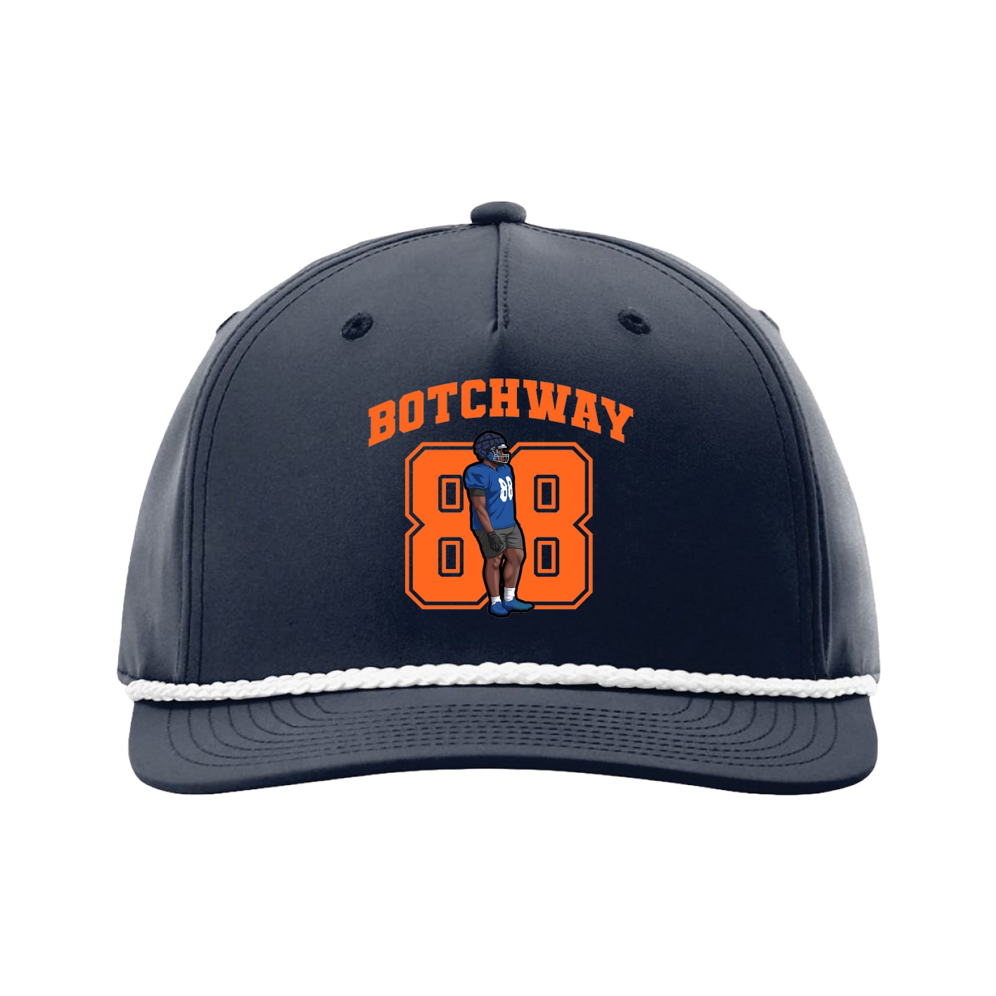Five-Panel Classic Rope Cap — Number in Navy