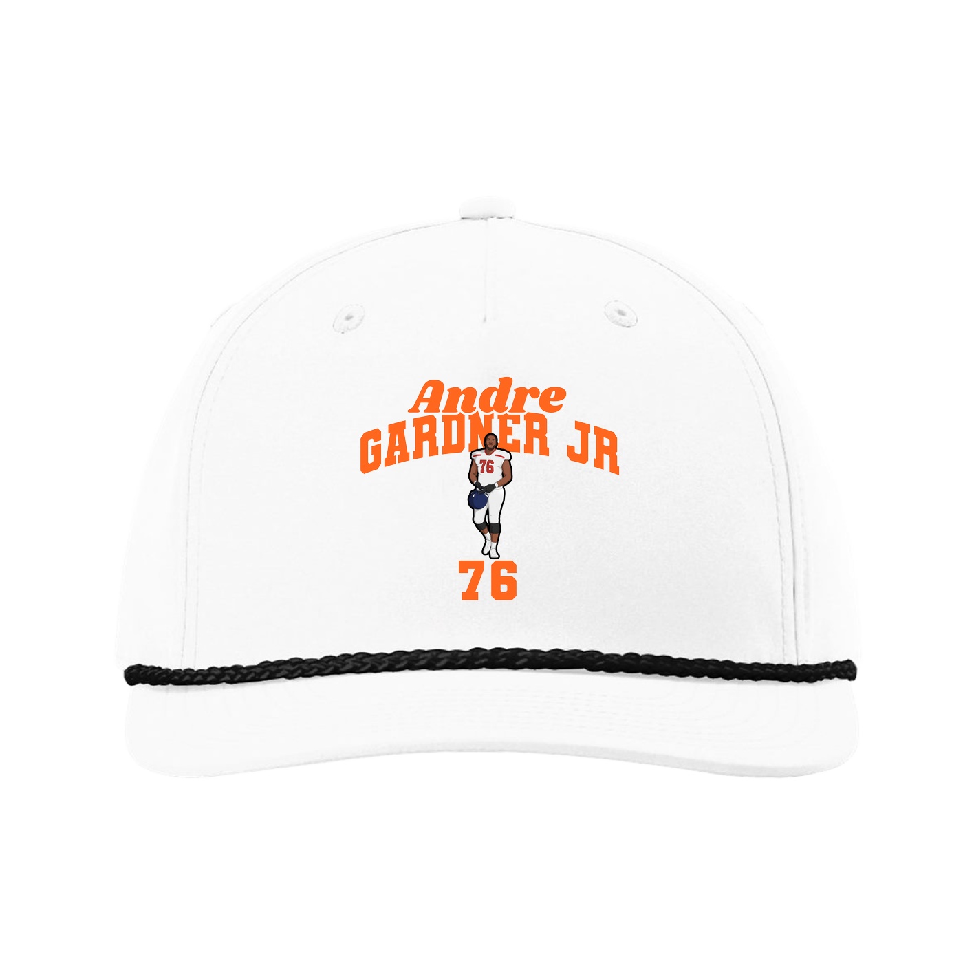 Five-Panel Classic Rope Cap — Signature Arch in White
