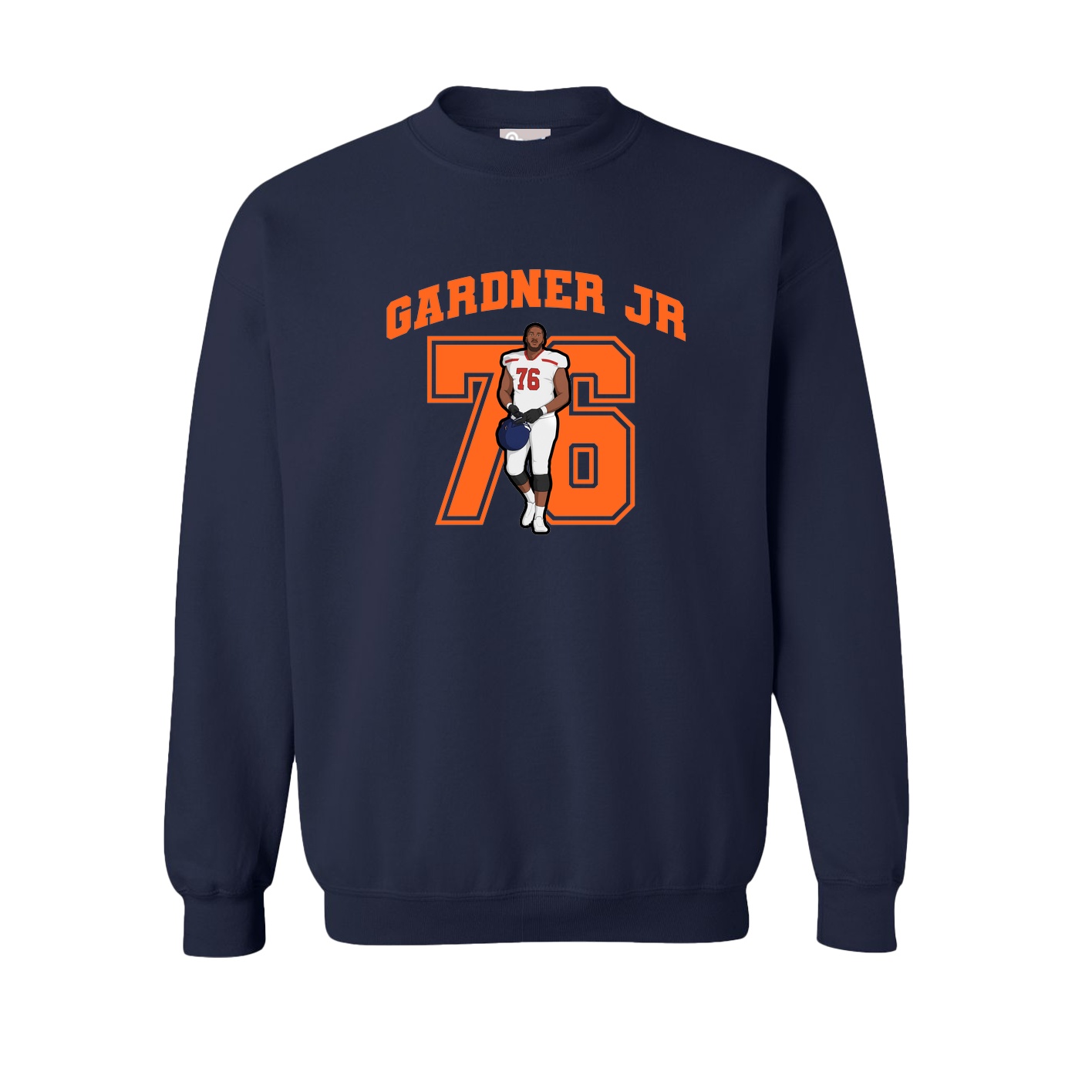 Fleece Crew — Number in Navy