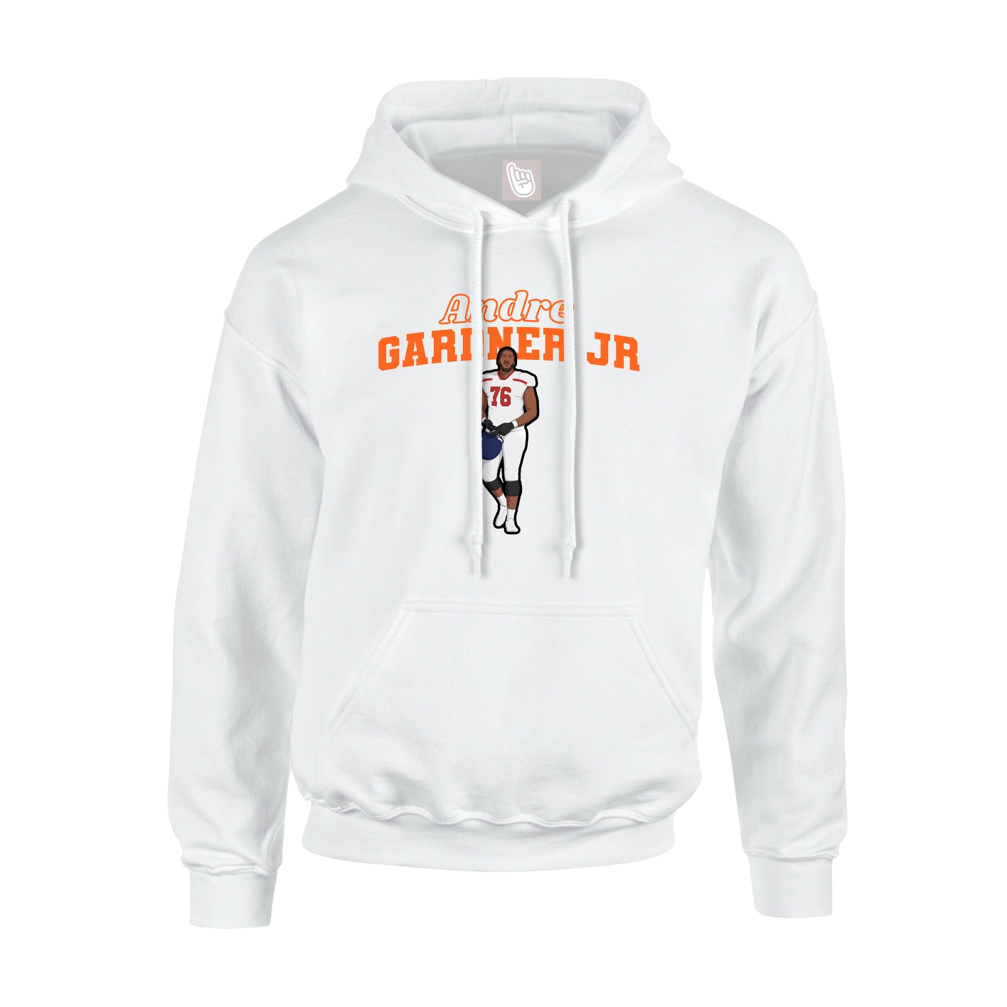 Youth Hoodie — Name Arch in White