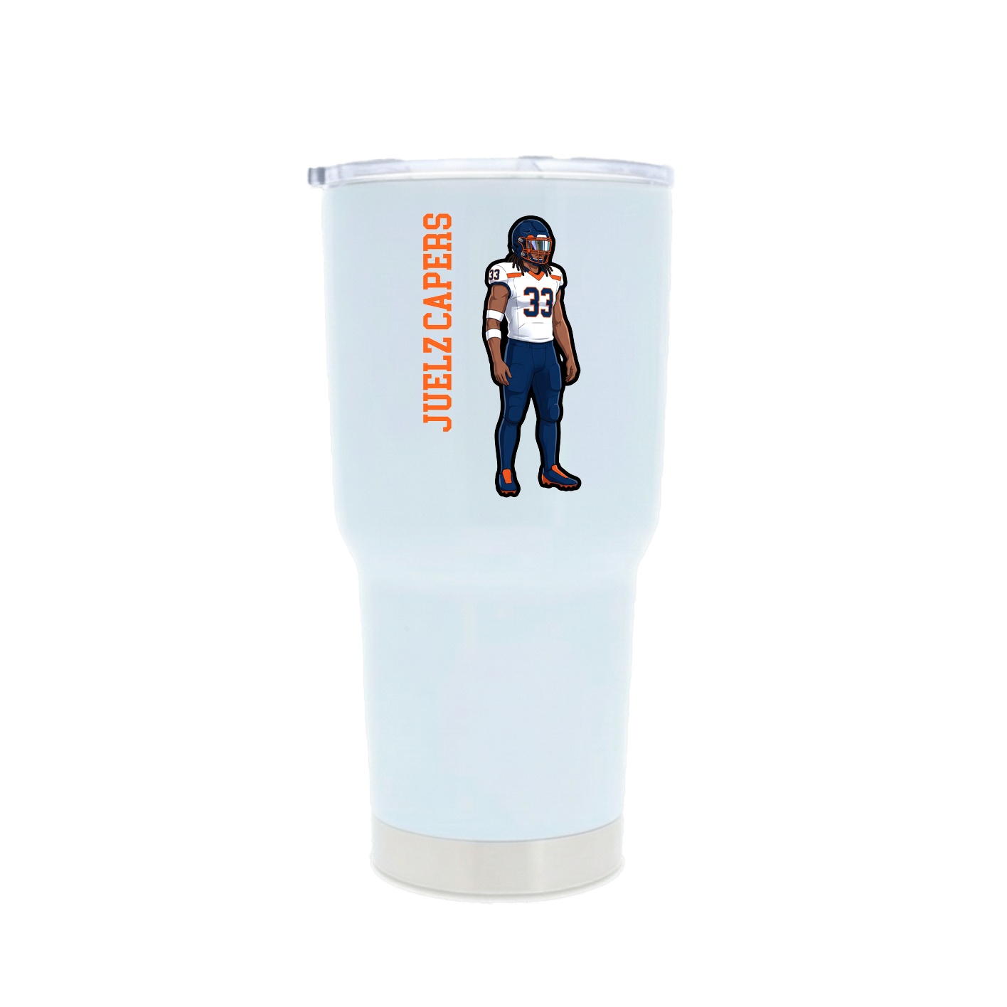 30oz Stainless Steel Tumbler — Name Vertical in White