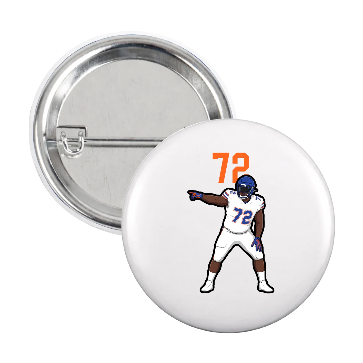 Game Day Button — Number Top in White